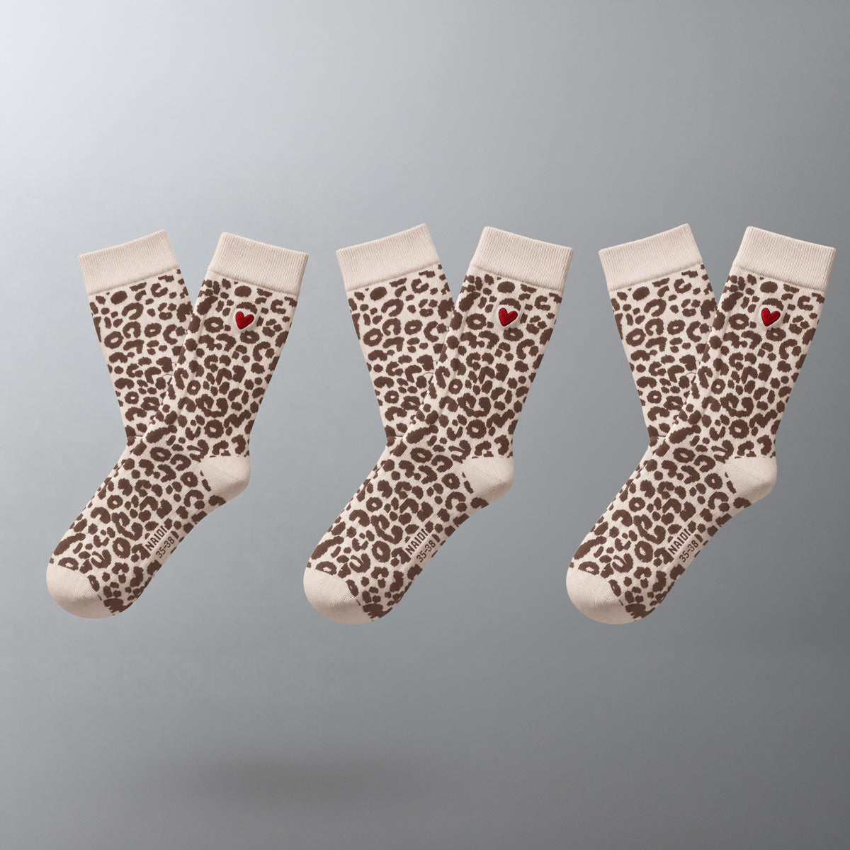 Damen Leo Socken aus Baumwolle mit Herz Logo 3er Pack