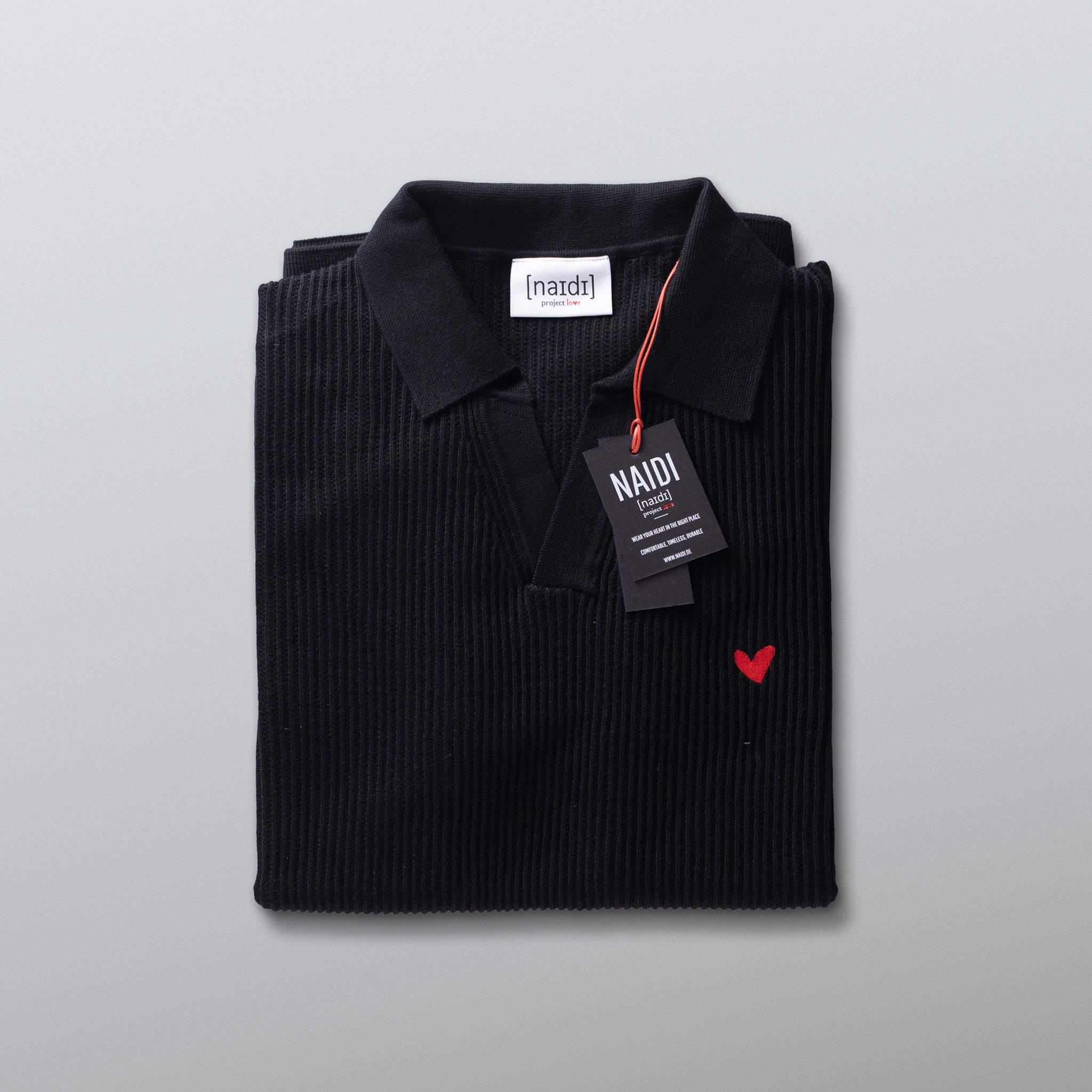 Strick-Poloshirt aus 100% Bio-Baumwolle mit Herz Logo