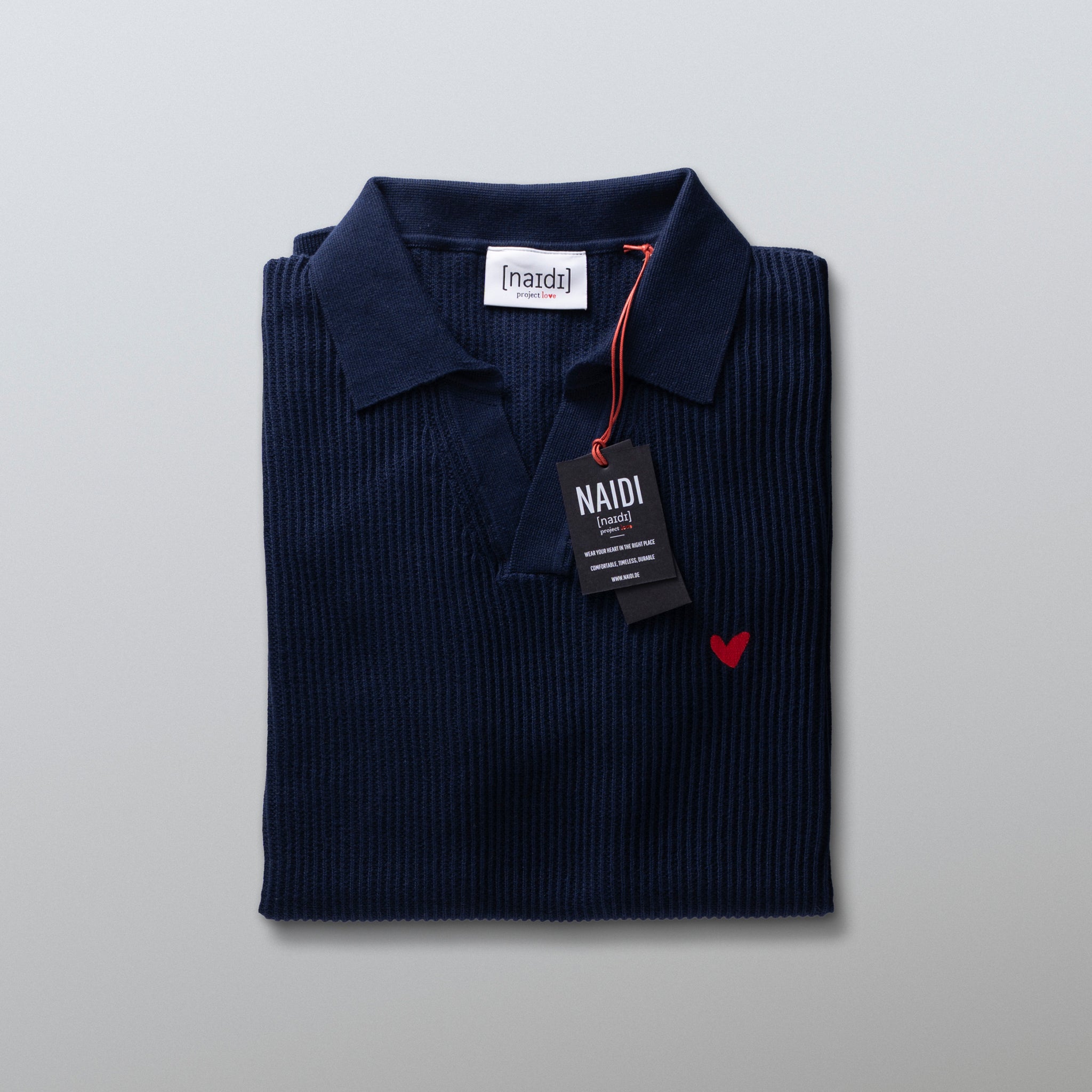 Strick-Poloshirt aus 100% Bio-Baumwolle mit Herz Logo