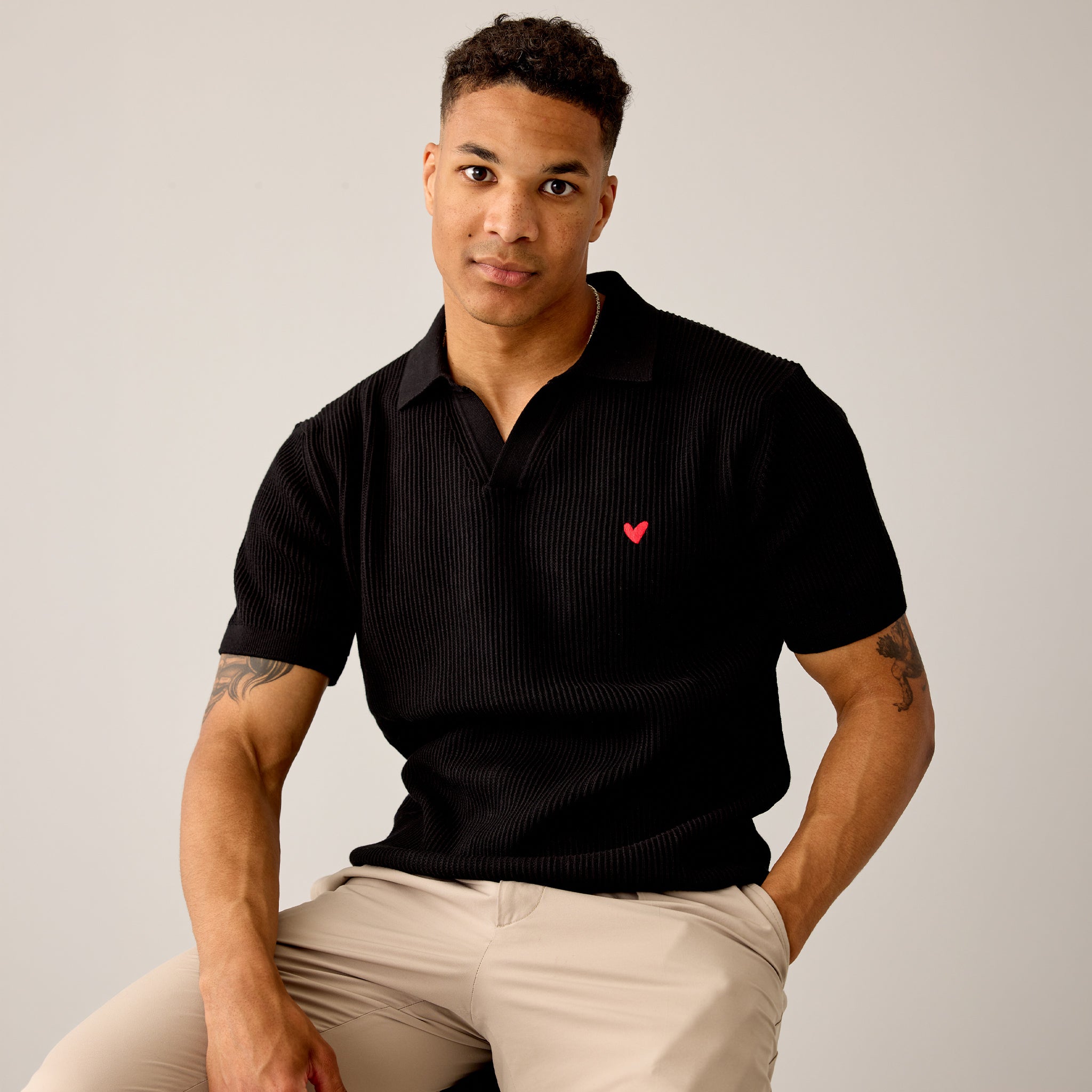 Strick-Poloshirt aus 100% Bio-Baumwolle ohne Logo
