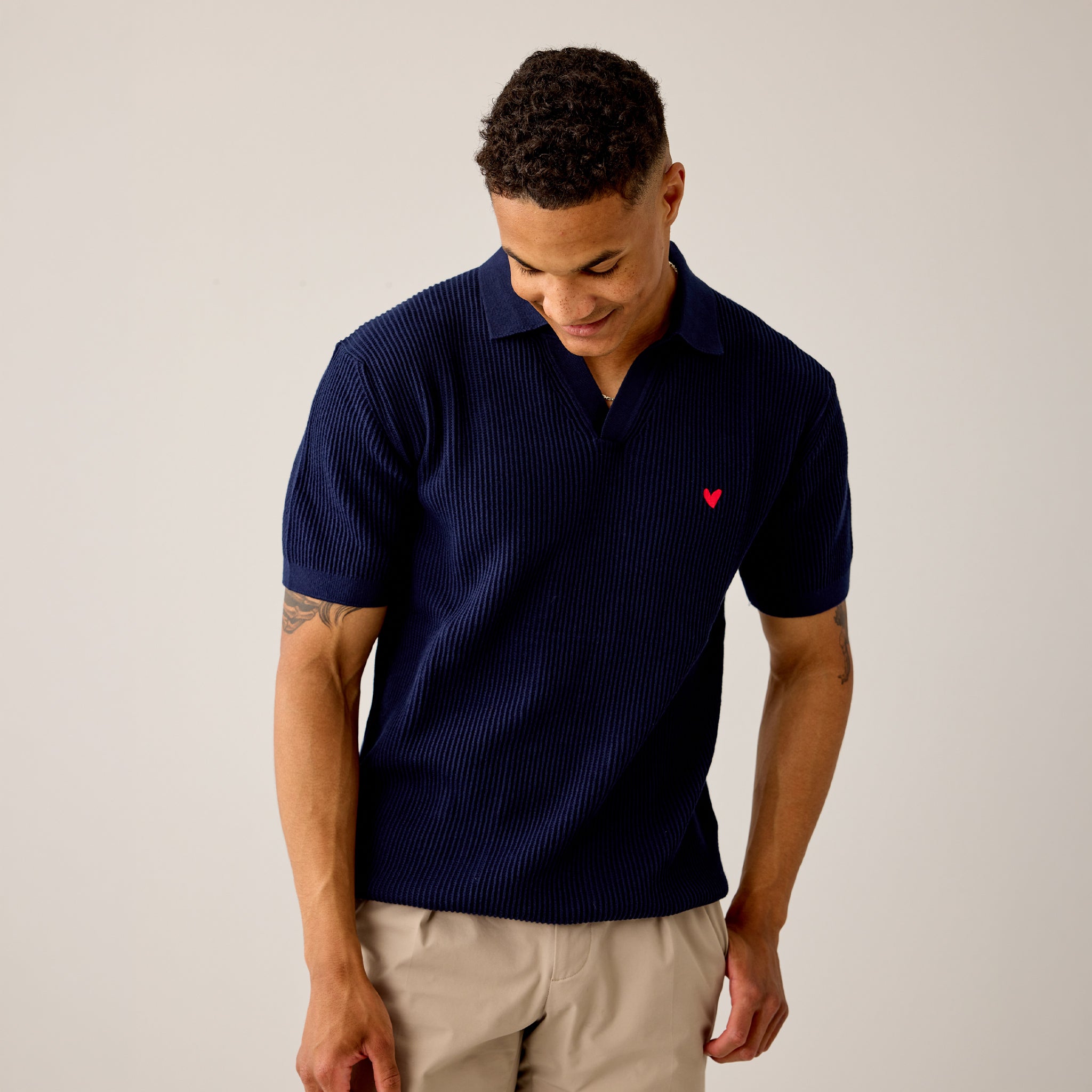 Strick-Poloshirt aus 100% Bio-Baumwolle ohne Logo