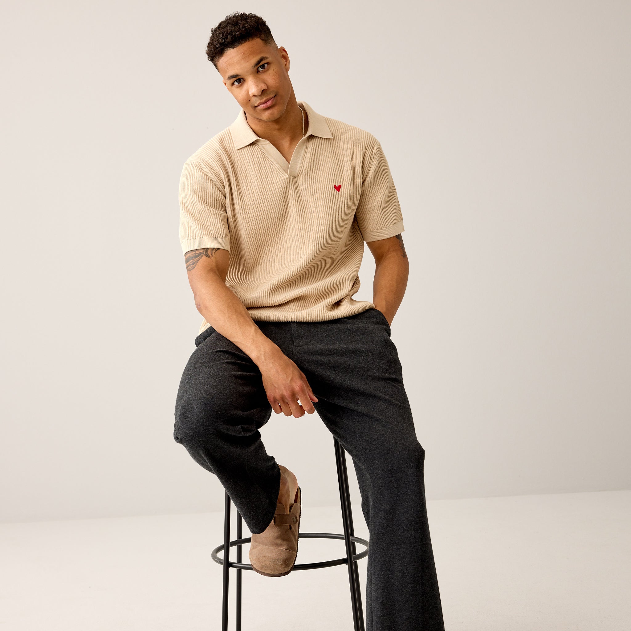 Strick-Poloshirt aus 100% Bio-Baumwolle ohne Logo