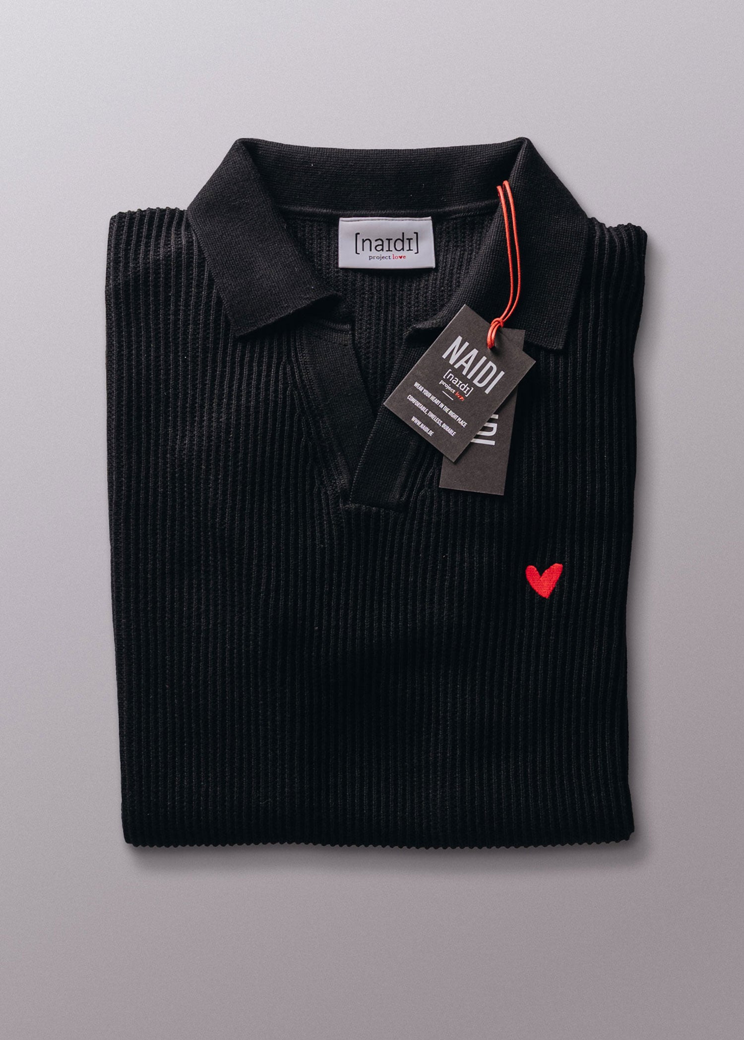 Strick-Poloshirt aus 100% Bio-Baumwolle mit Herz Logo