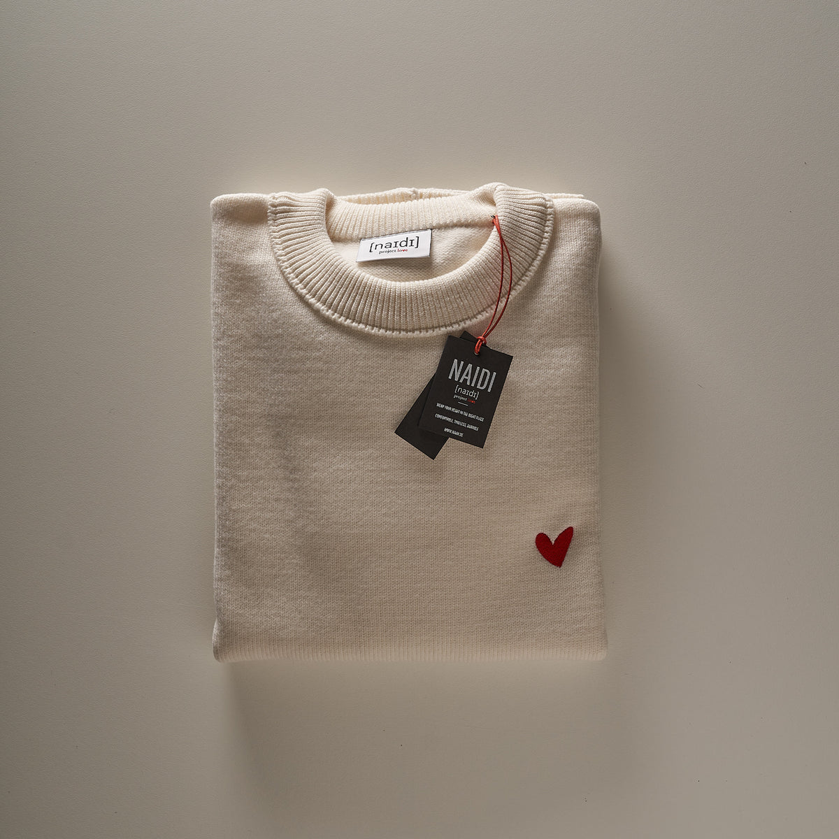Strickpullover aus Merinowolle mit Herz Logo