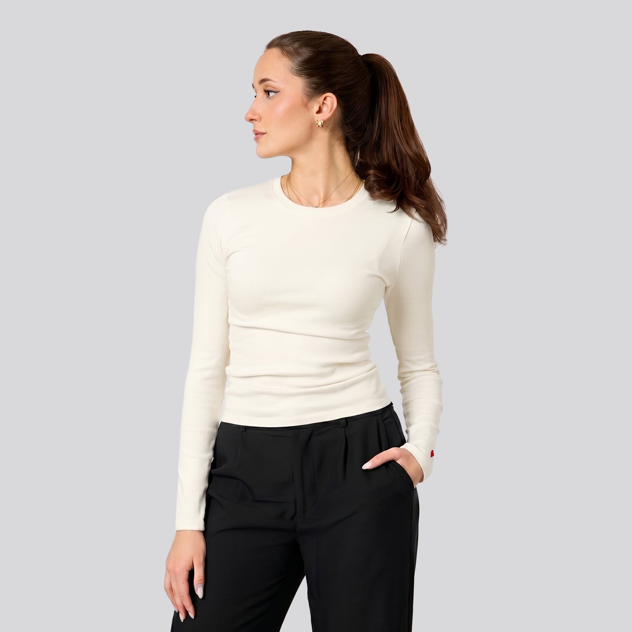Damen Longsleeve mit Herz Logo (Ärmel)