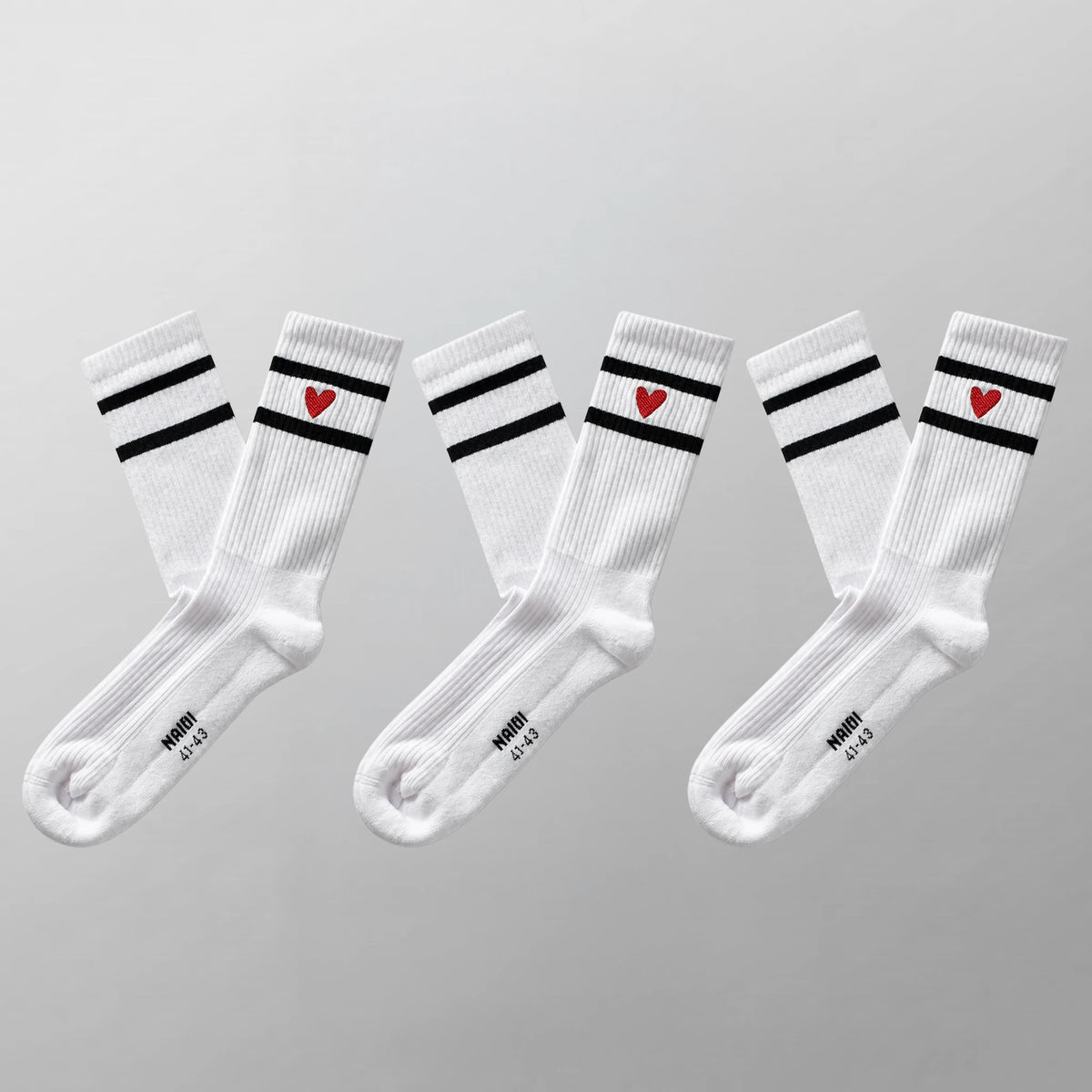 Gerippte Socken mit Herz Logo Multipack – White / Black