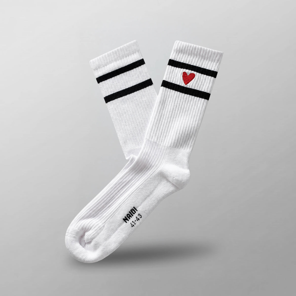 Gerippte Socken mit Herz Logo – White / Black