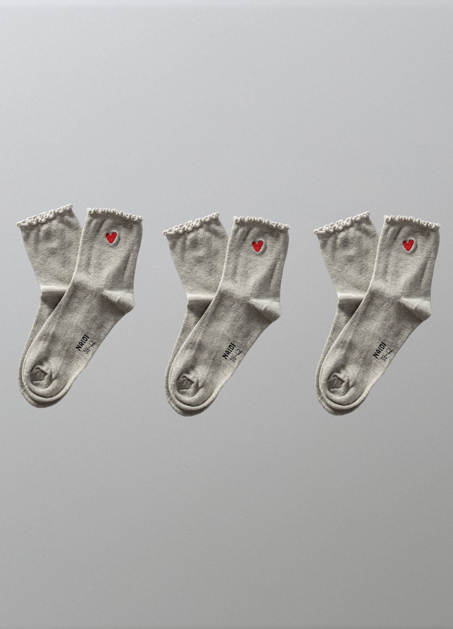 Damen Rüschensocken mit Herz Logo 3er Pack