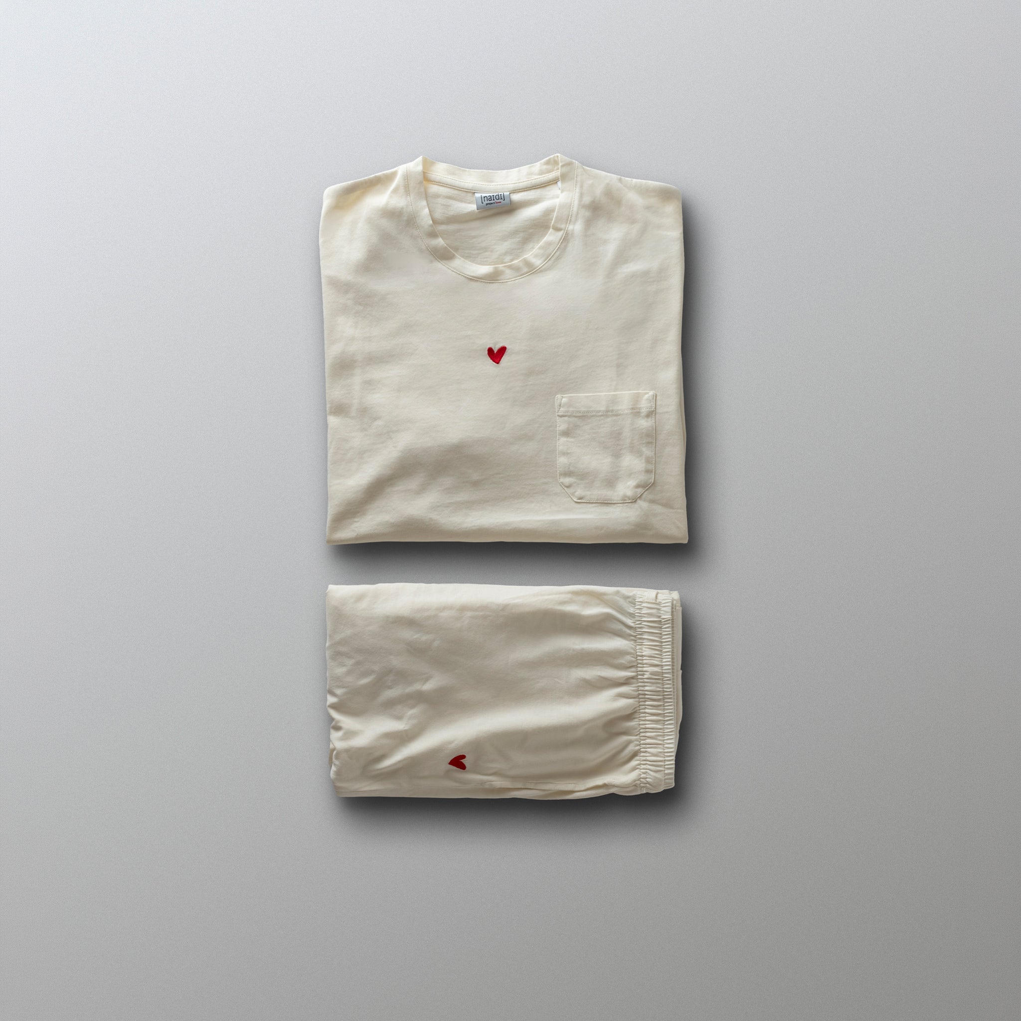 Herren Pyjama aus Baumwolle mit Herz Logo