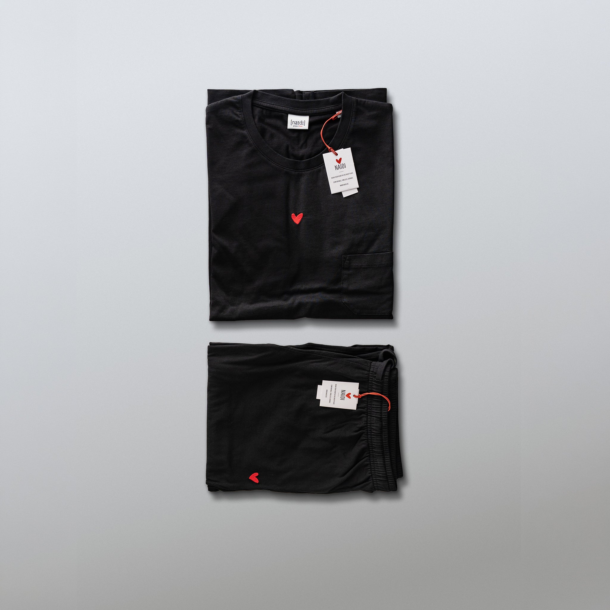 Herren Pyjama aus Baumwolle mit Herz Logo