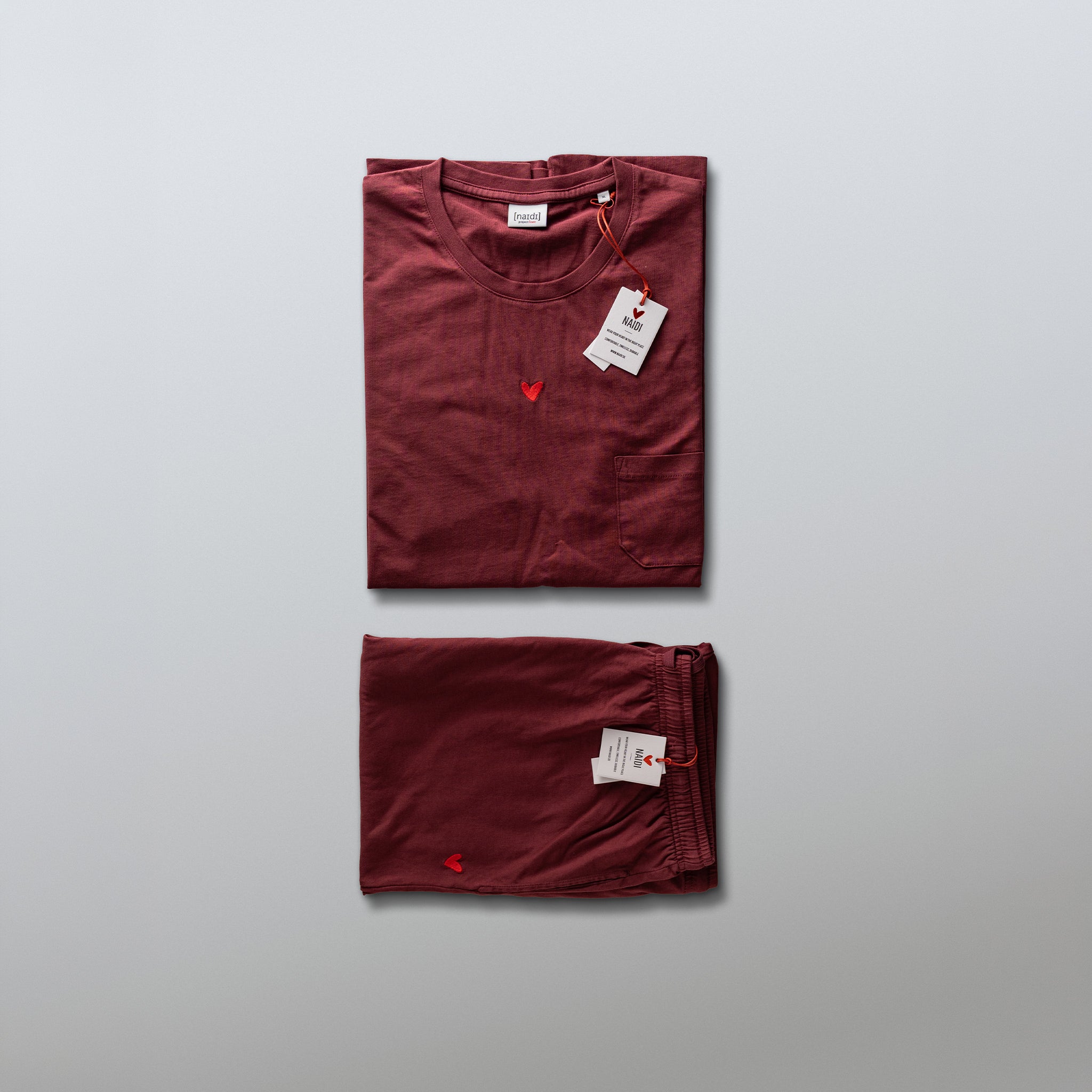 Herren Pyjama aus Baumwolle mit Herz Logo