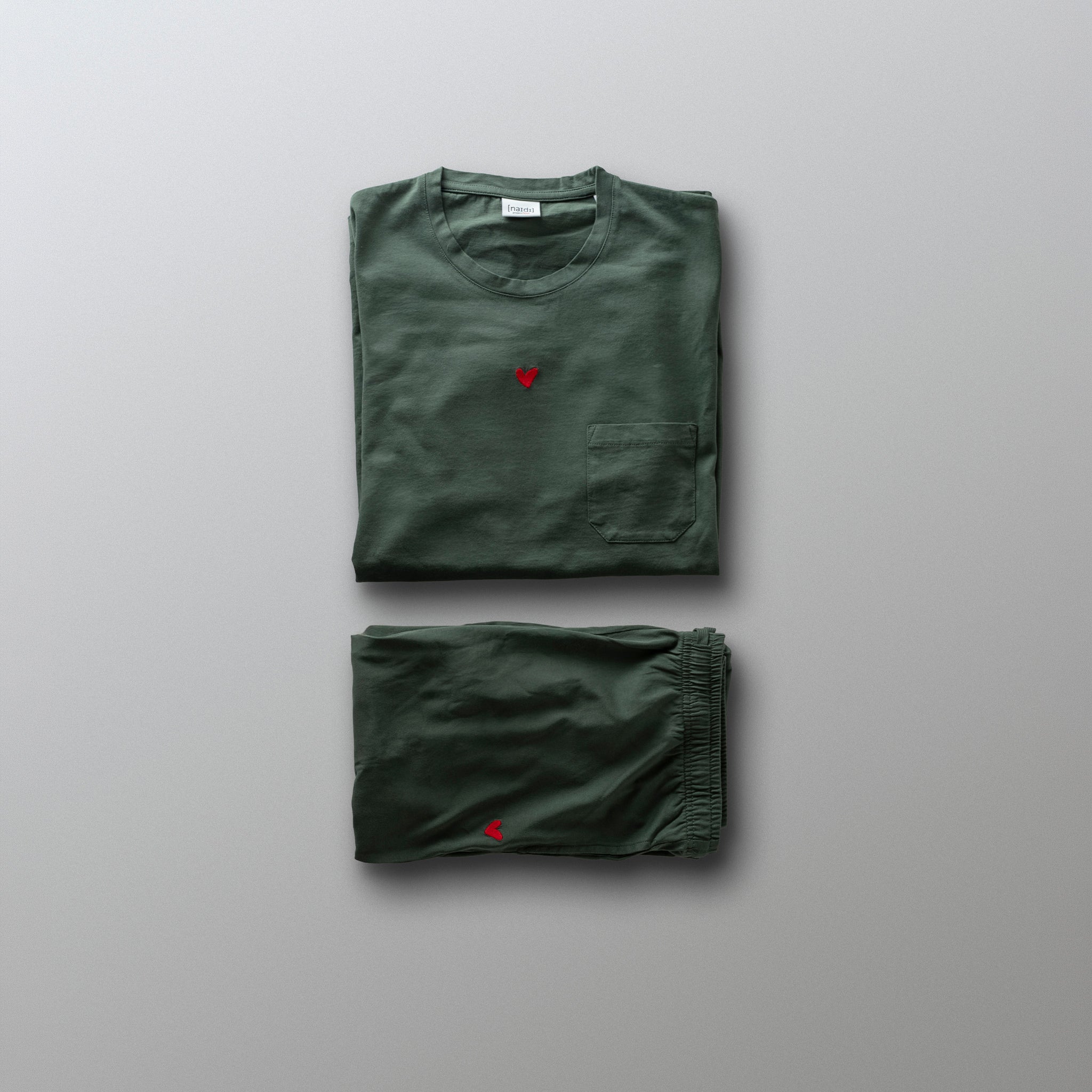 Herren Pyjama aus Baumwolle mit Herz Logo