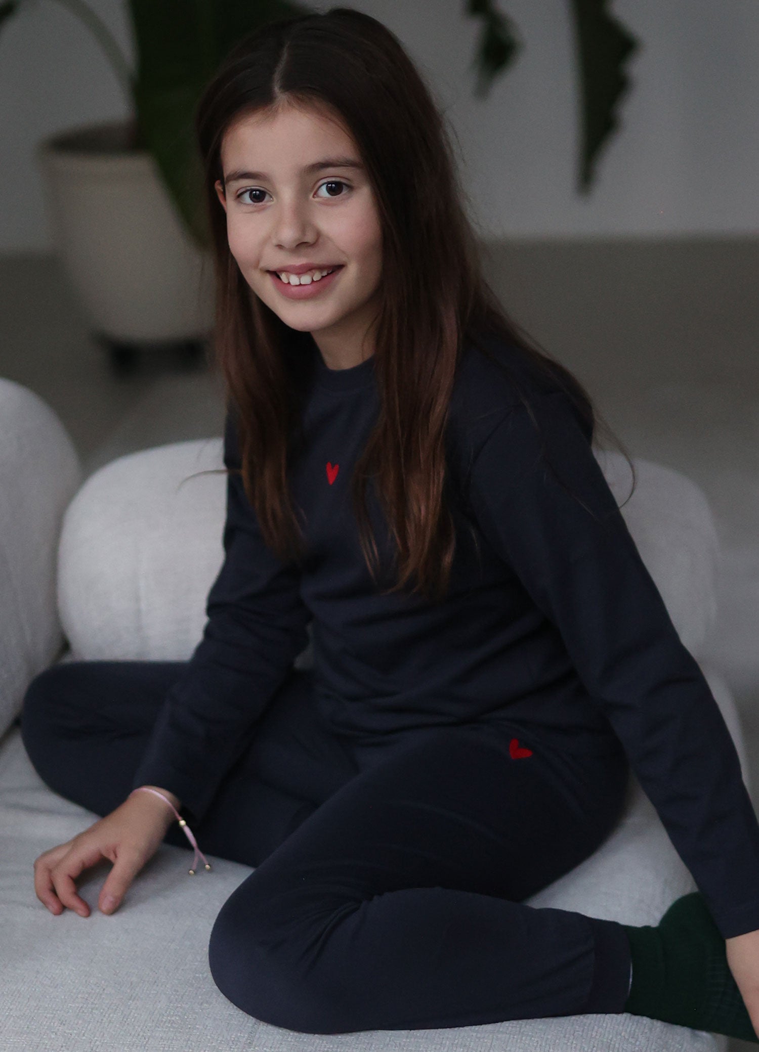 Kinder Pyjama aus Baumwolle mit Herz Logo
