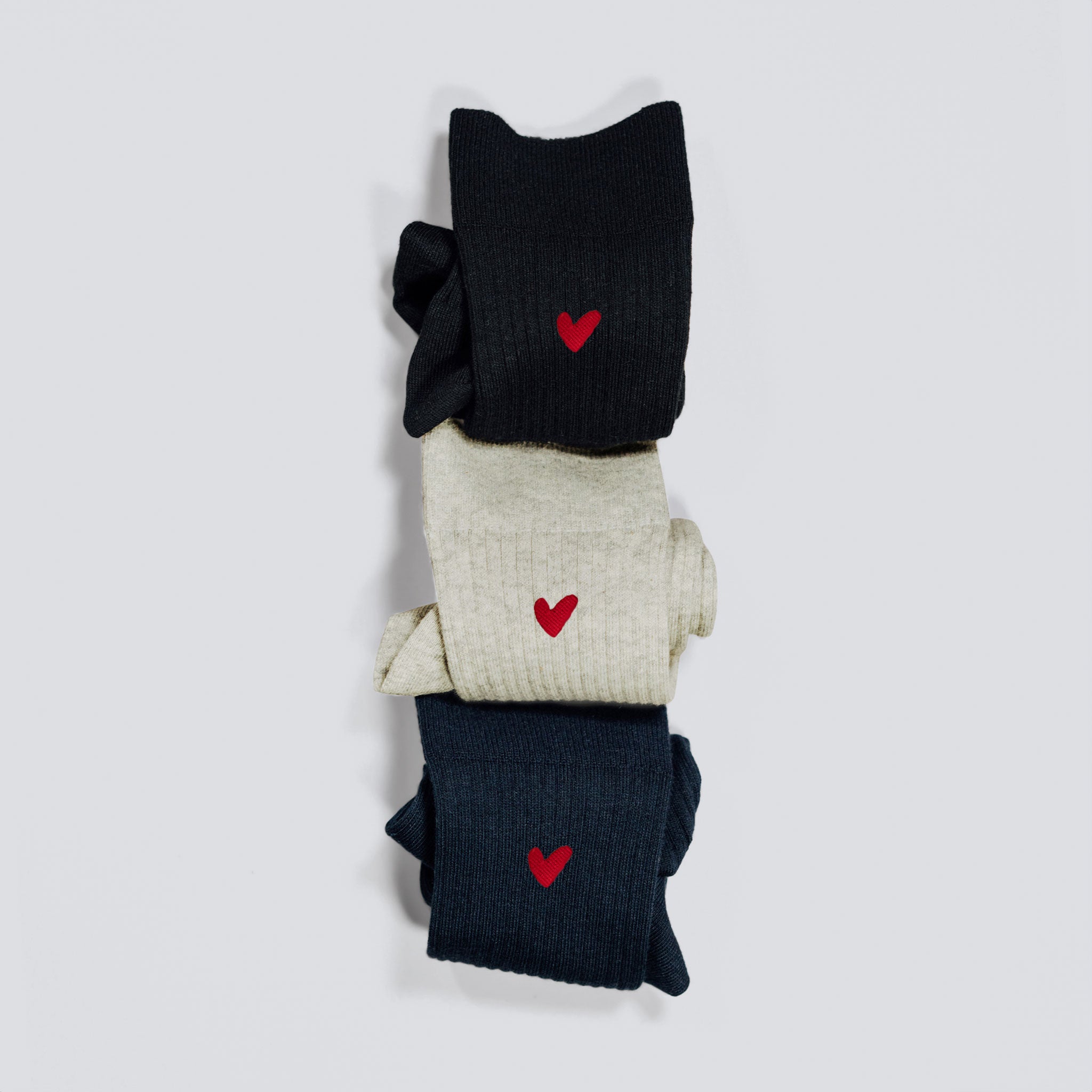 Gerippte Socken aus Baumwolle mit Herz Logo 3er Pack