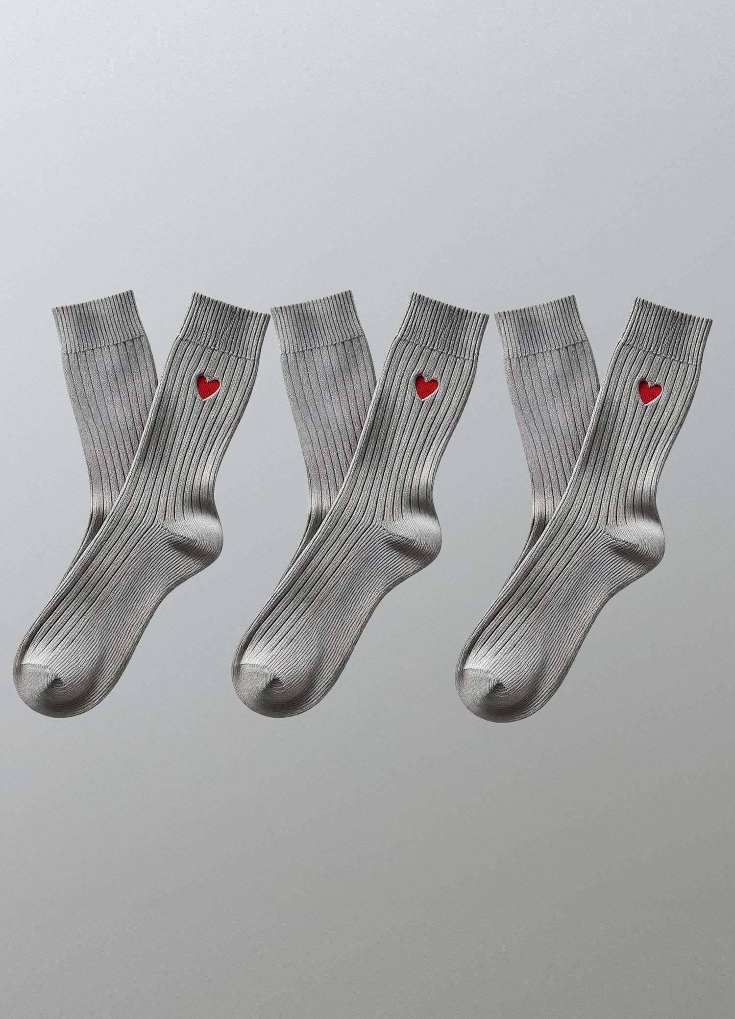 Baumwollsocken Gerippt mit Herz Logo 3er Pack