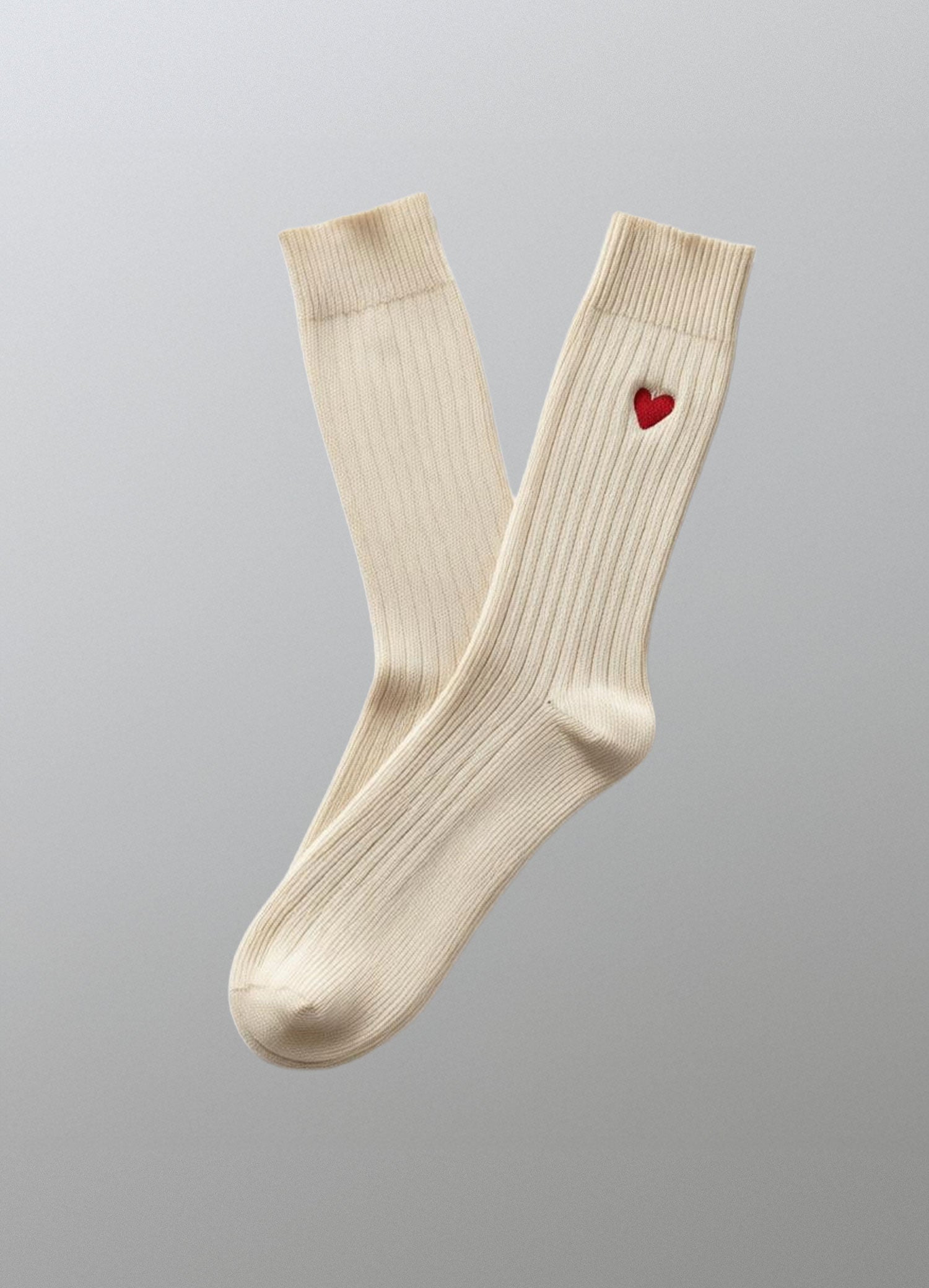 Baumwollsocken Gerippt mit Herz Logo