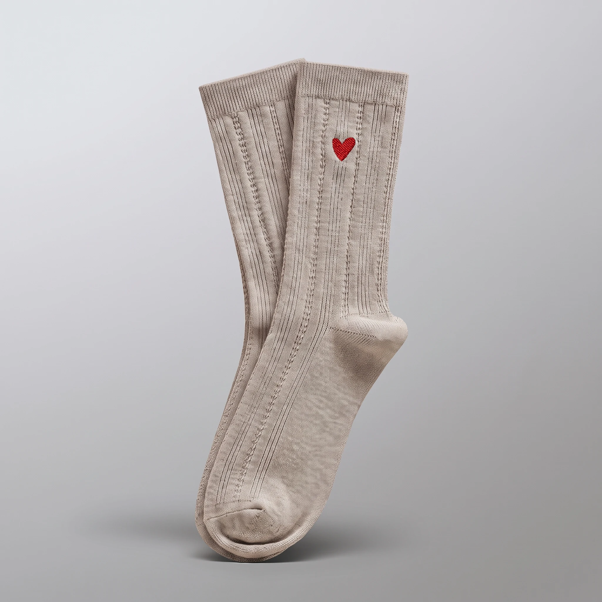 Shiny Damen Socken mit Herz Logo – Shiny Greige