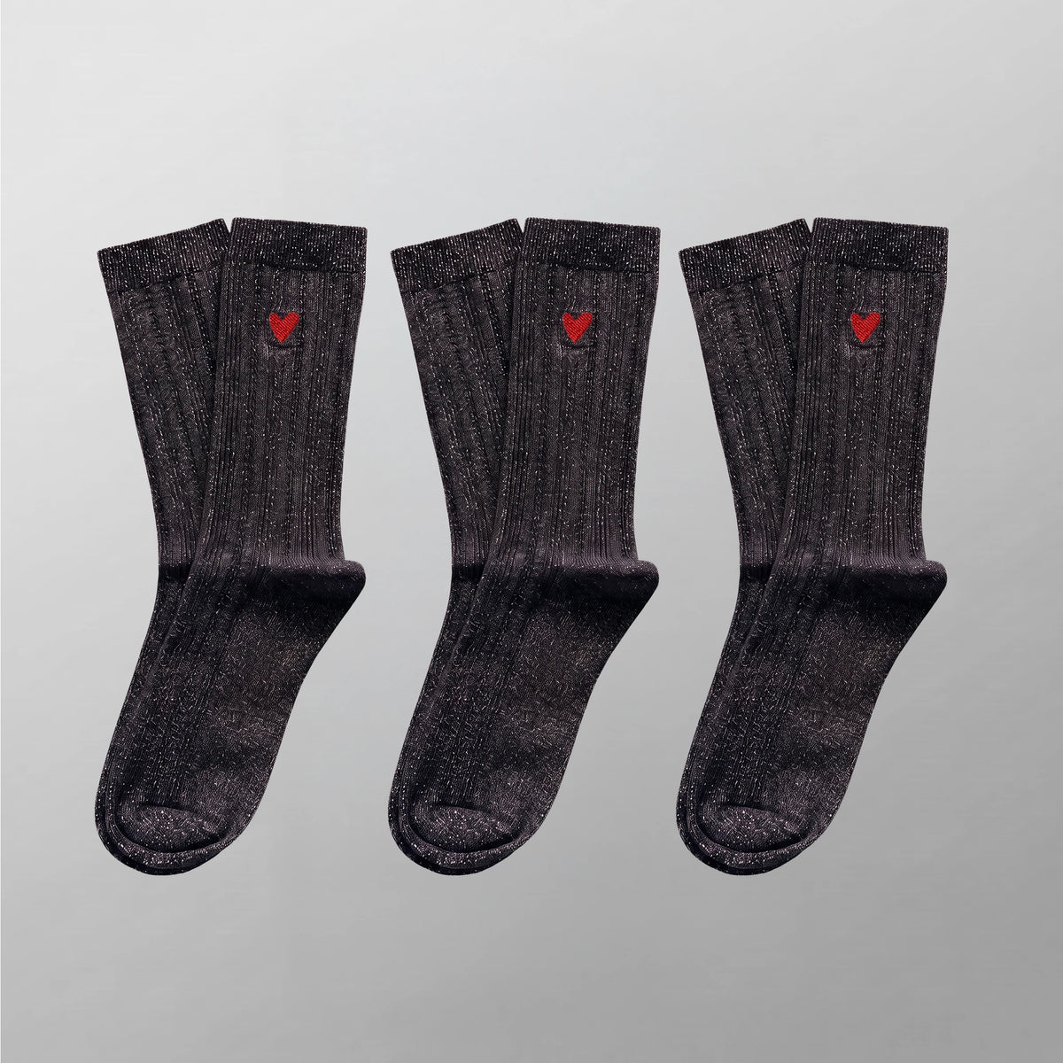 Shiny Damen Socken mit Herz Logo (Multipack) – Shiny Black