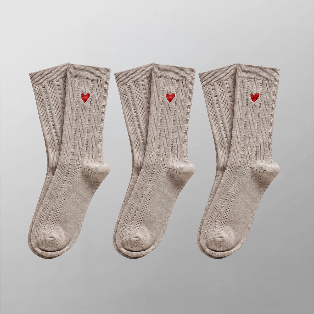 Shiny Damen Socken mit Herz Logo (Multipack) – Shiny Greige