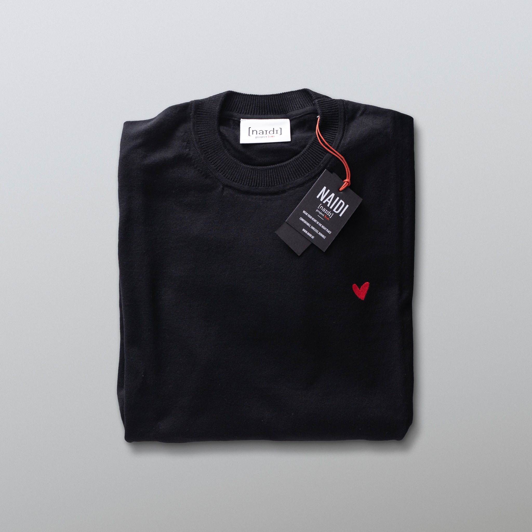 Strick-T-Shirt aus 100% BIO Baumwolle mit Herz Logo