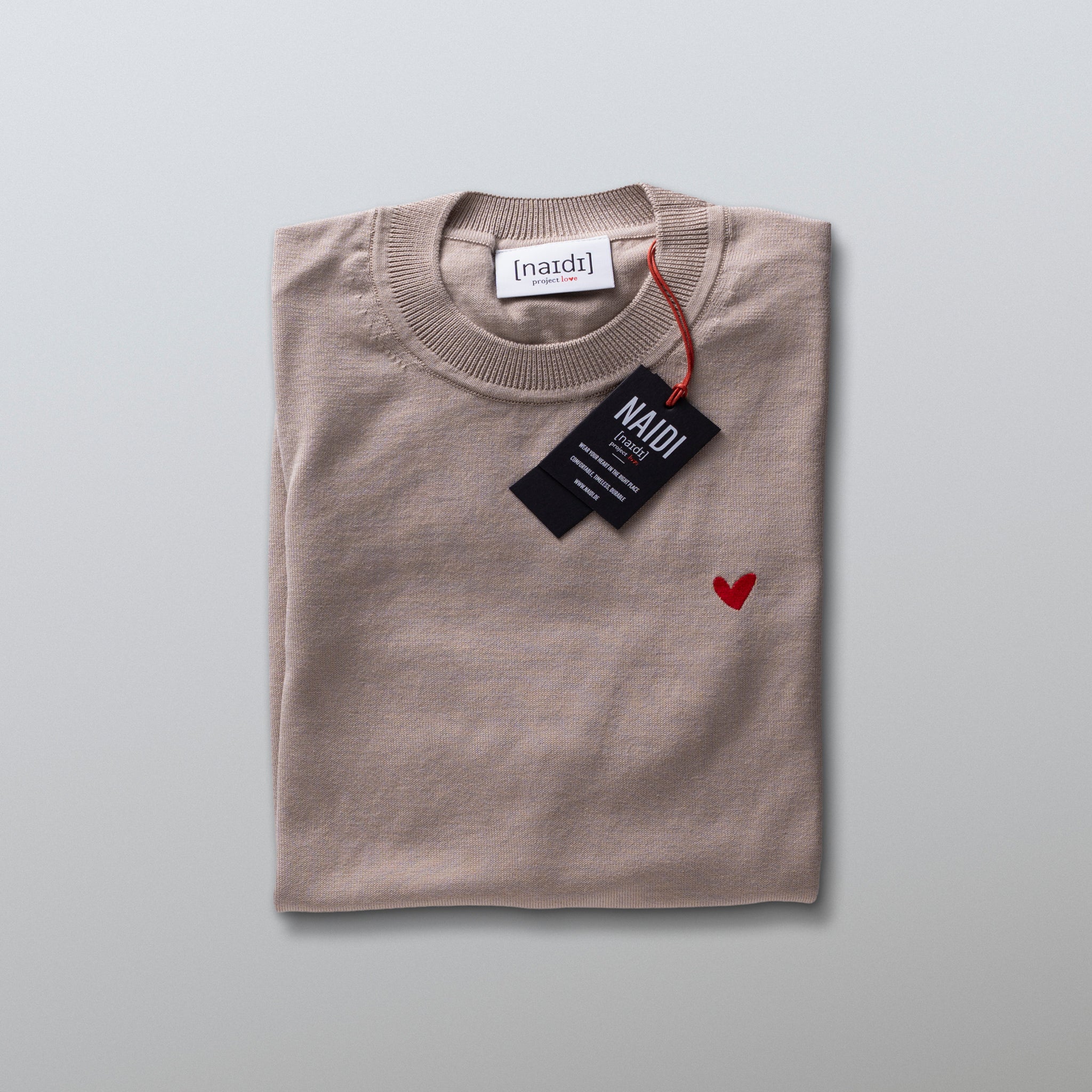 Strick-T-Shirt aus 100% BIO Baumwolle mit Herz Logo