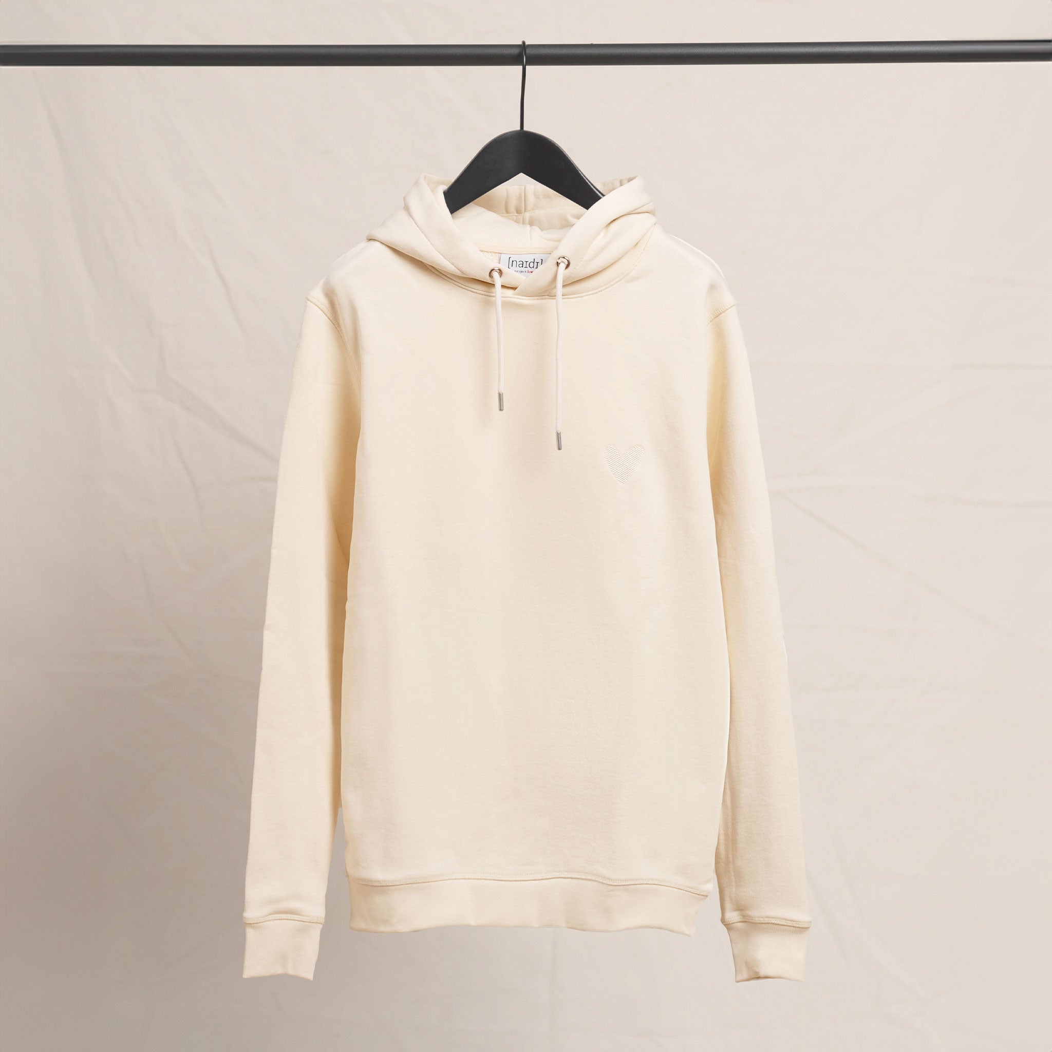 Hoodie aus Baumwolle mit Herz Logo Ton in Ton