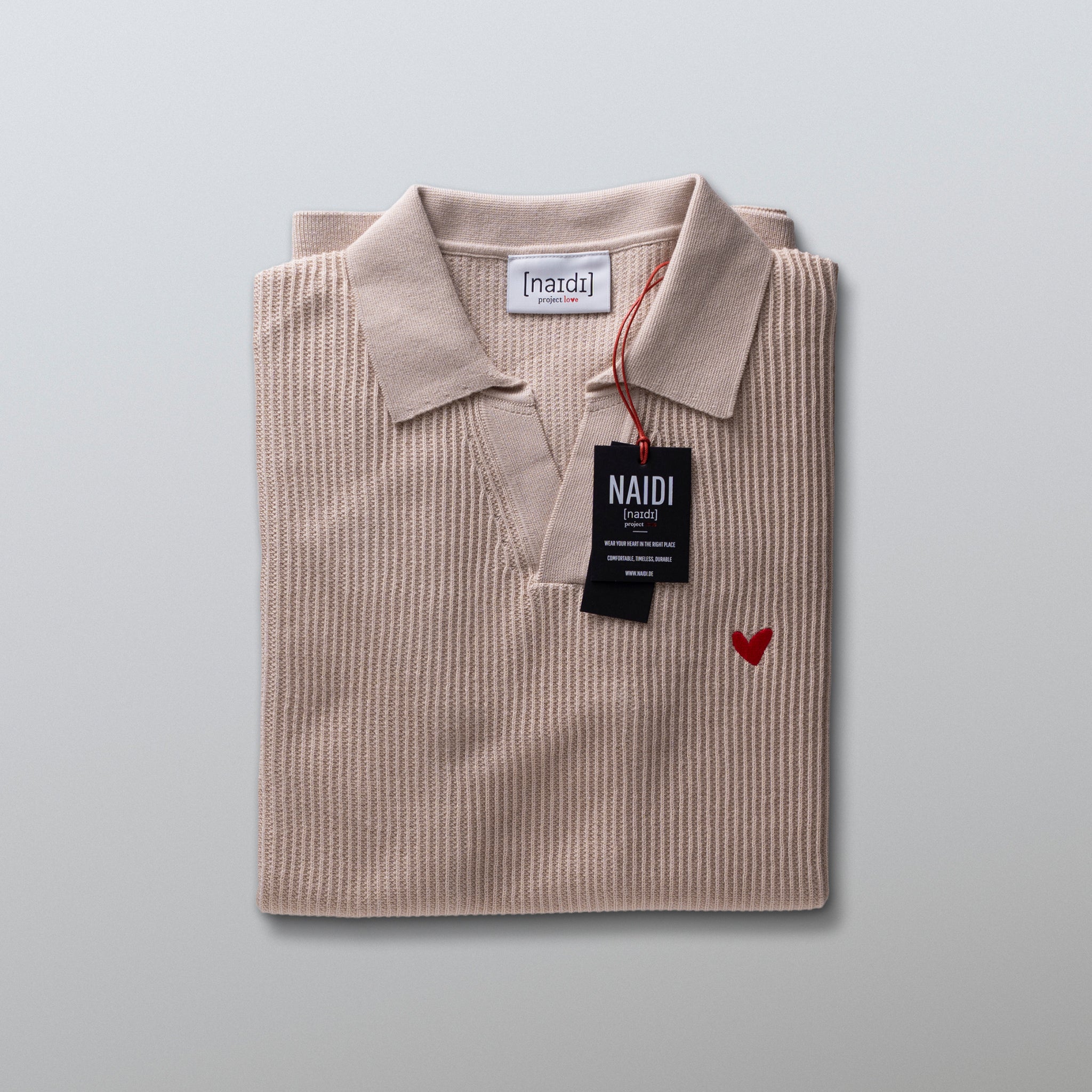 Strick-Poloshirt aus 100% Bio-Baumwolle mit Herz Logo
