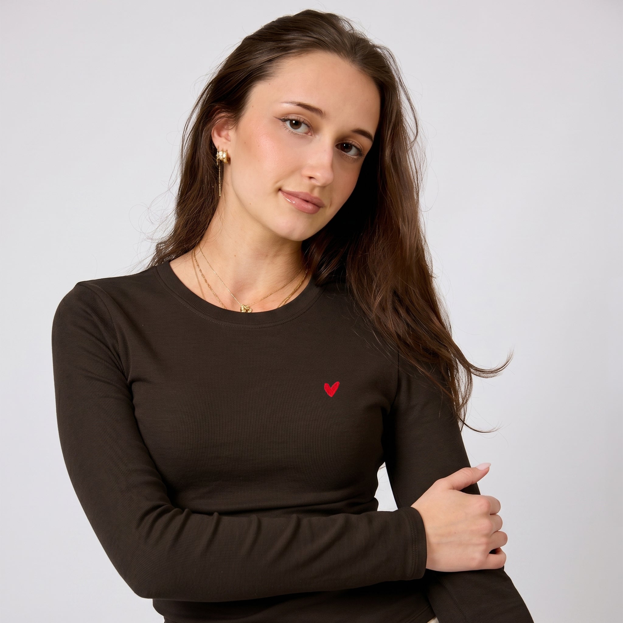 Damen Longsleeve mit Herz Logo (Brust)