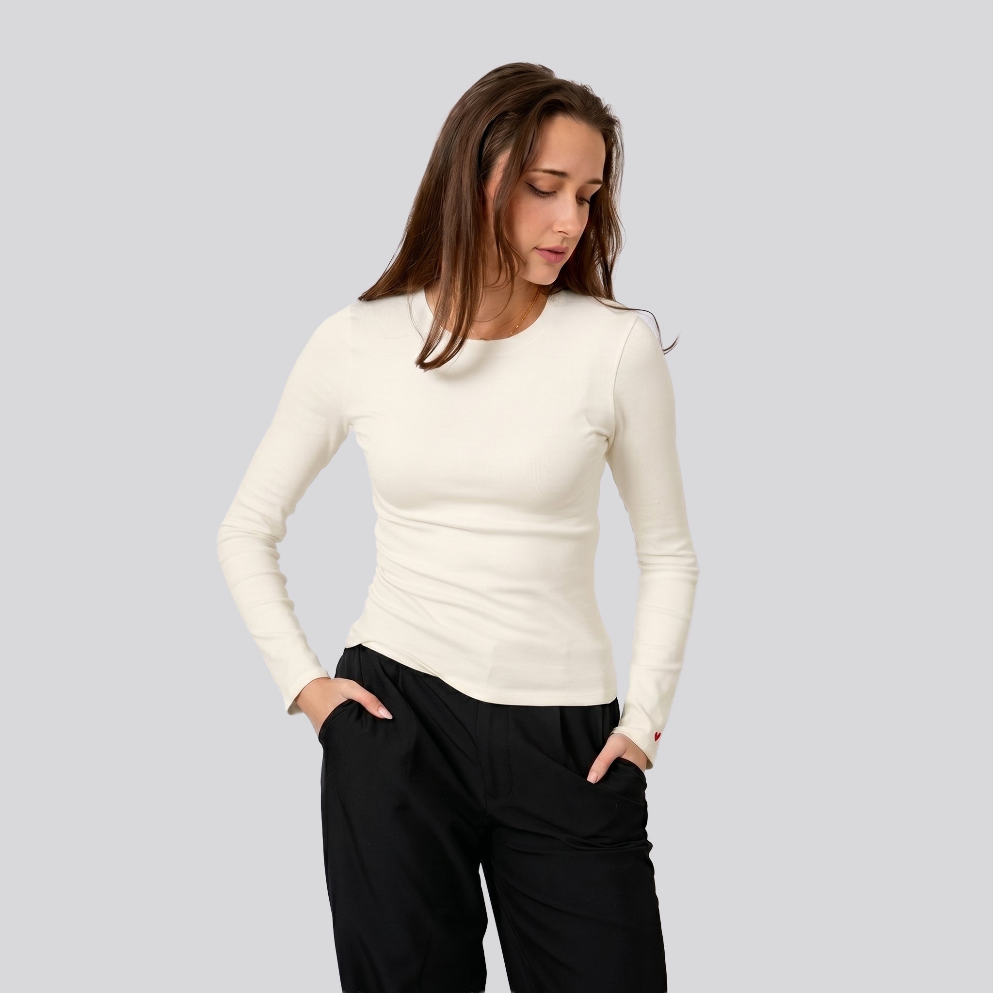 Damen Longsleeve mit Herz Logo (Ärmel)
