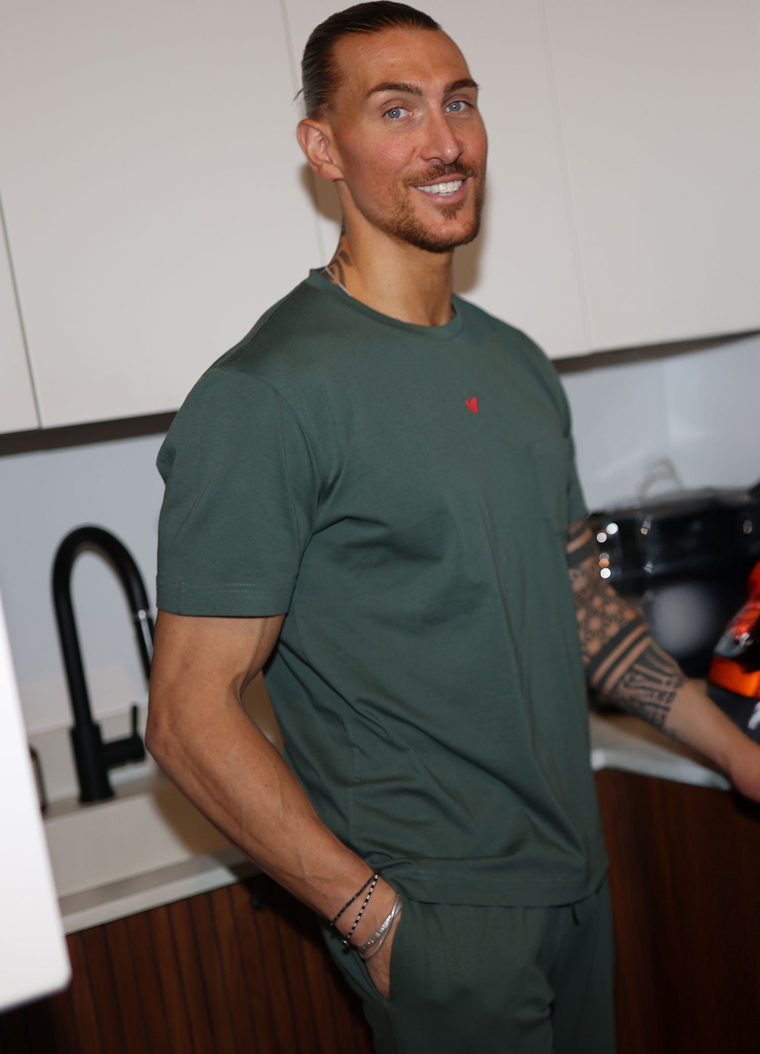 Herren Pyjama aus Baumwolle mit Herz Logo