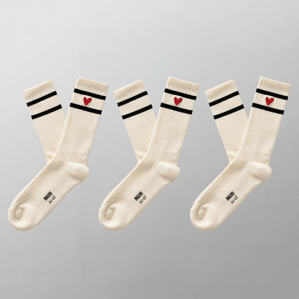 Gerippte Socken mit Herz Logo Multipack – Antique White / Black
