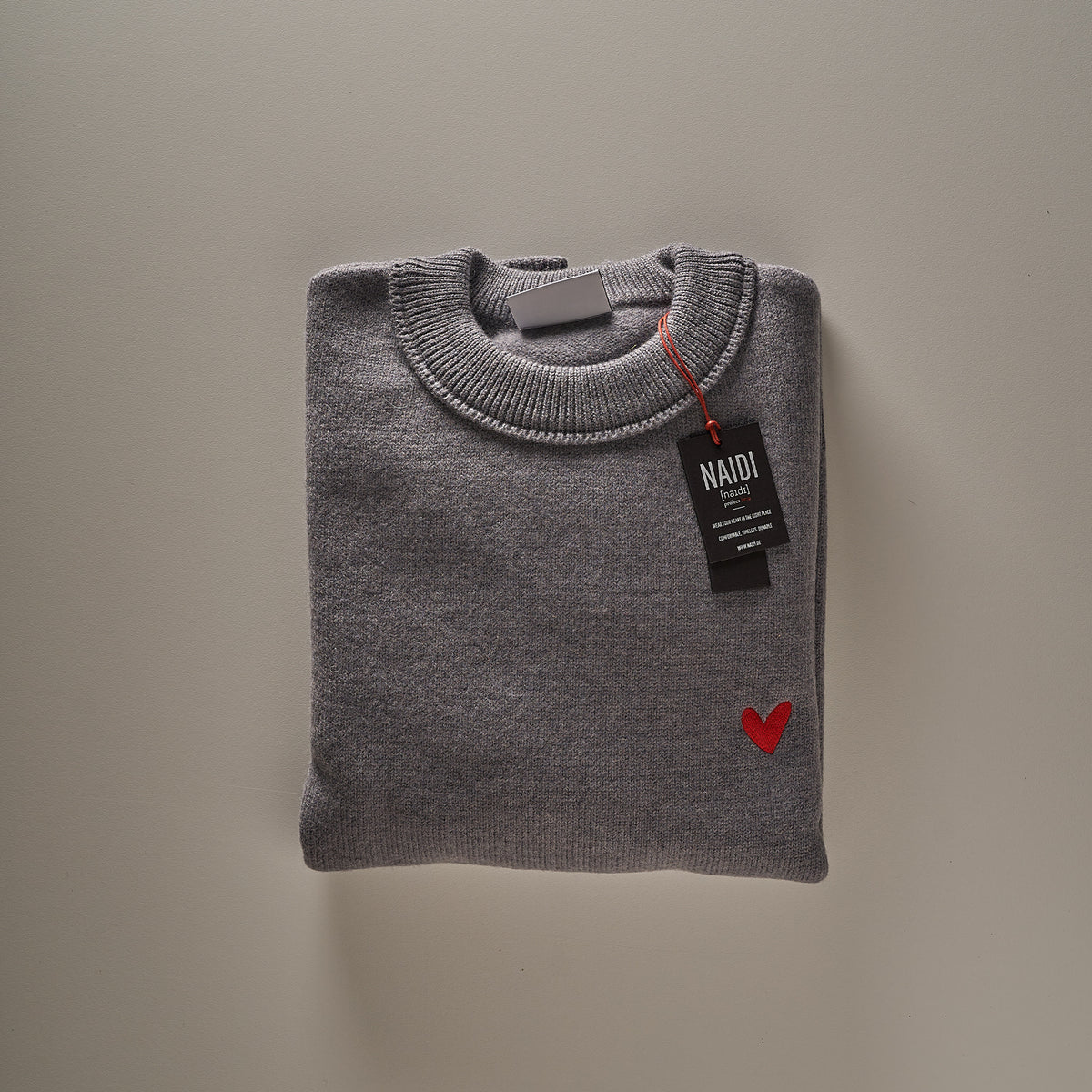 Strickpullover aus Merinowolle mit Herz Logo