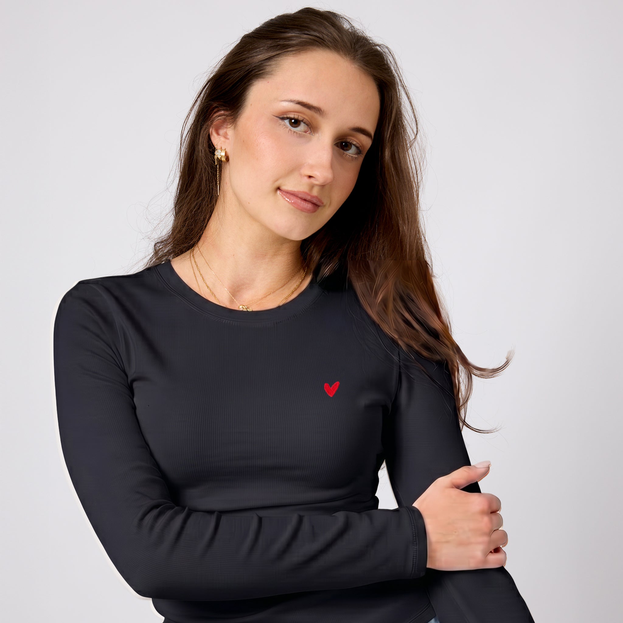 Damen Longsleeve mit Herz Logo (Brust)