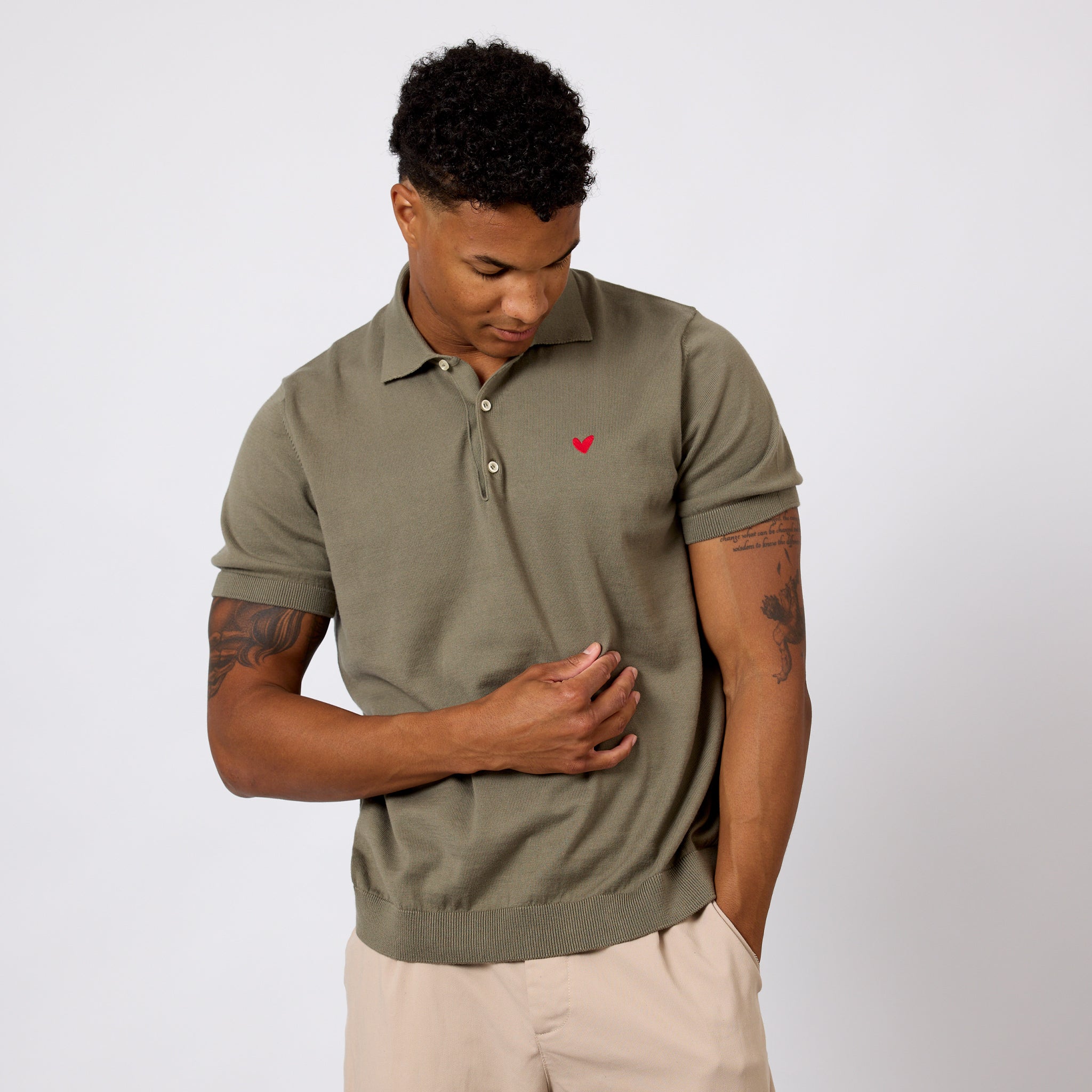 Feinstrick-Poloshirt mit Herz Logo