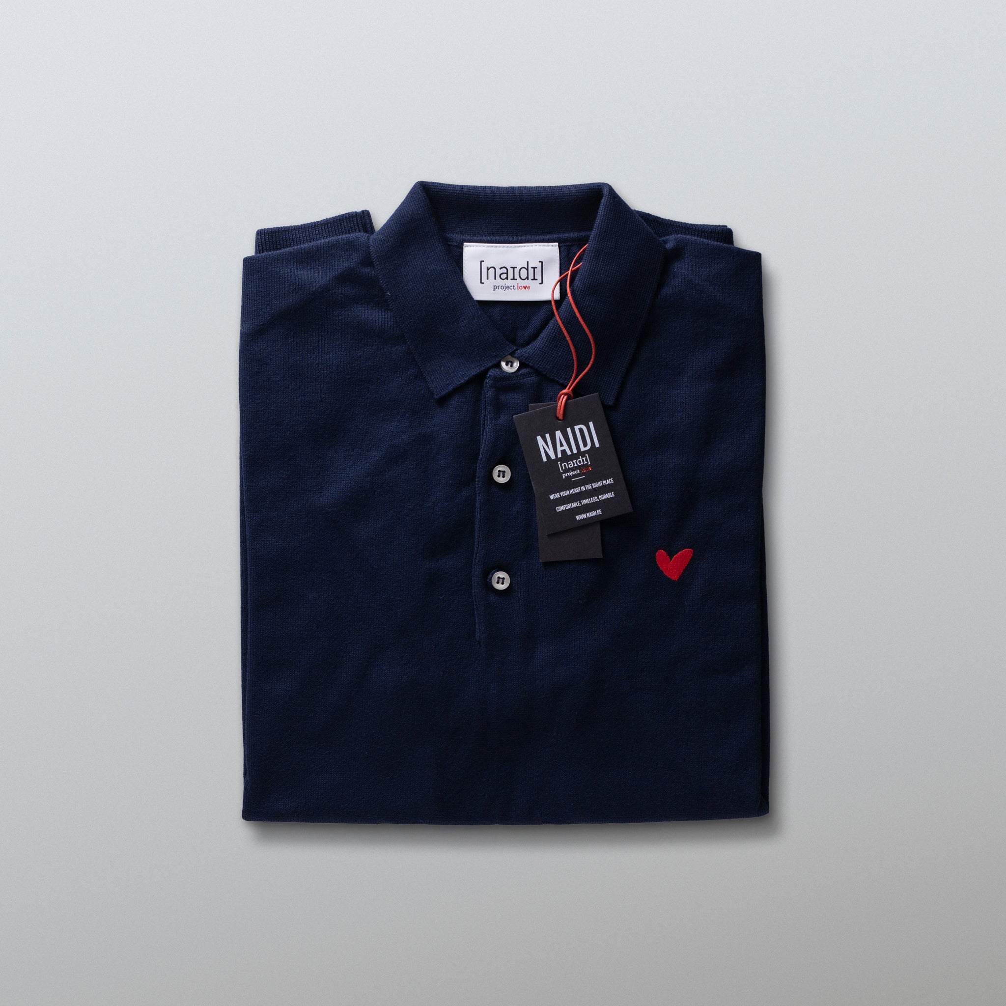 Feinstrick-Poloshirt mit Herz Logo