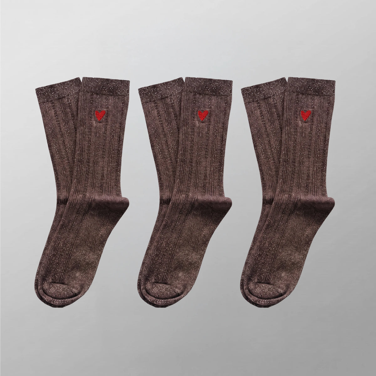 Shiny Damen Socken mit Herz Logo (Multipack) – Shiny Brown