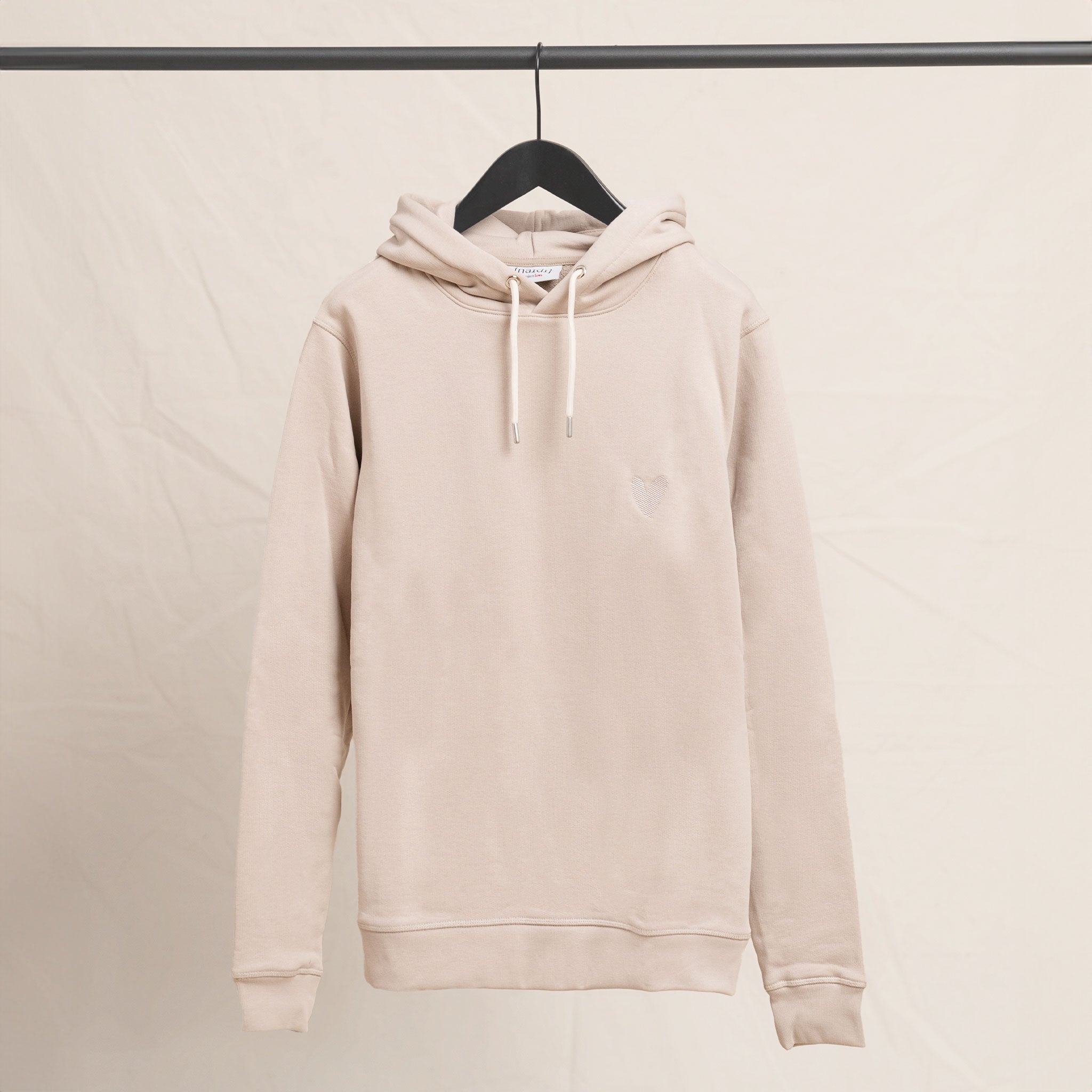 Hoodie aus Baumwolle mit Herz Logo Ton in Ton