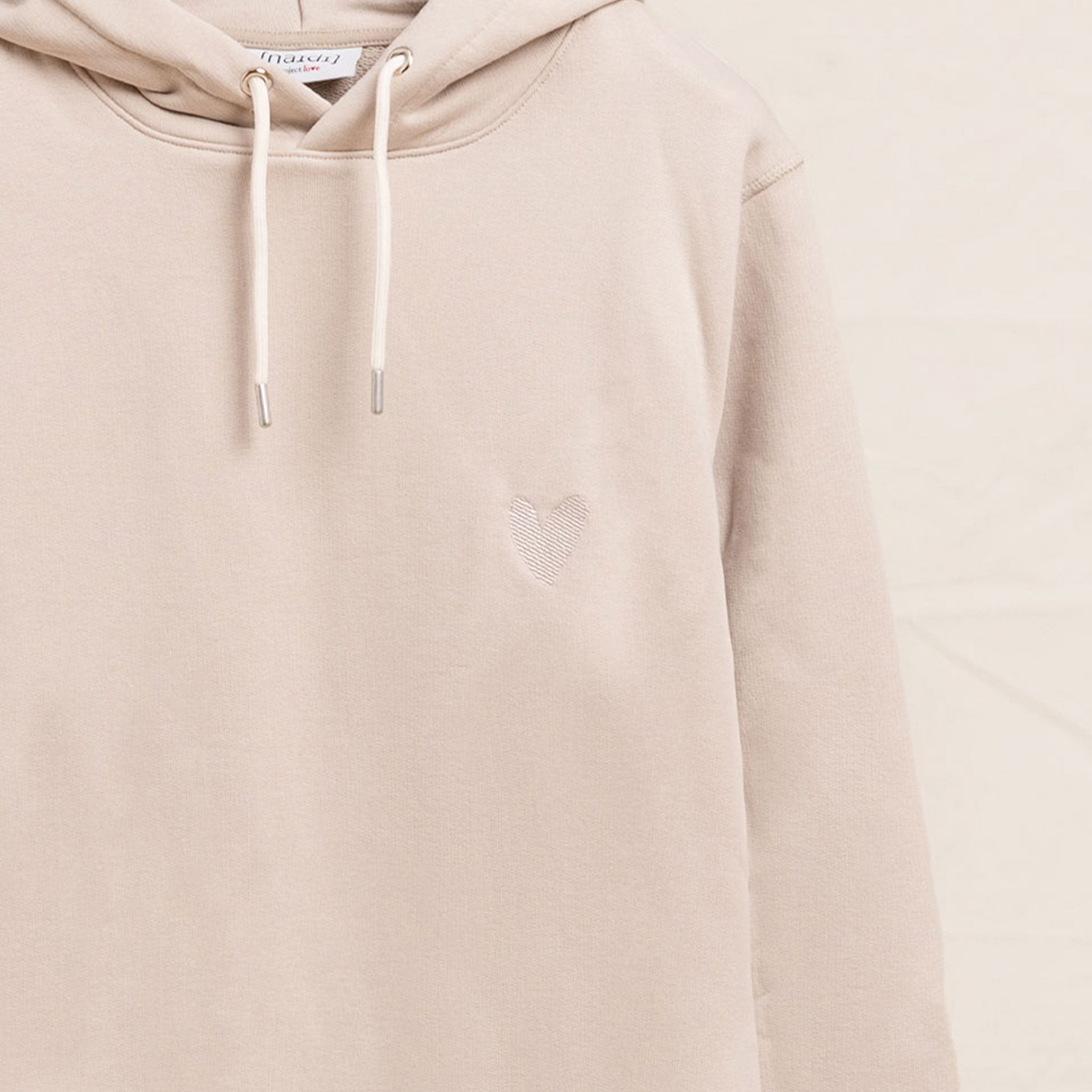 Hoodie aus Baumwolle mit Herz Logo Ton in Ton
