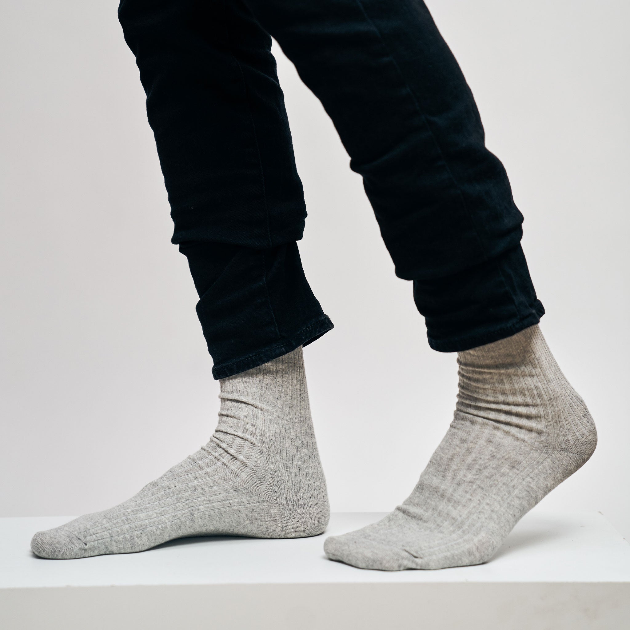Gerippte Socken aus Baumwolle 'grey'