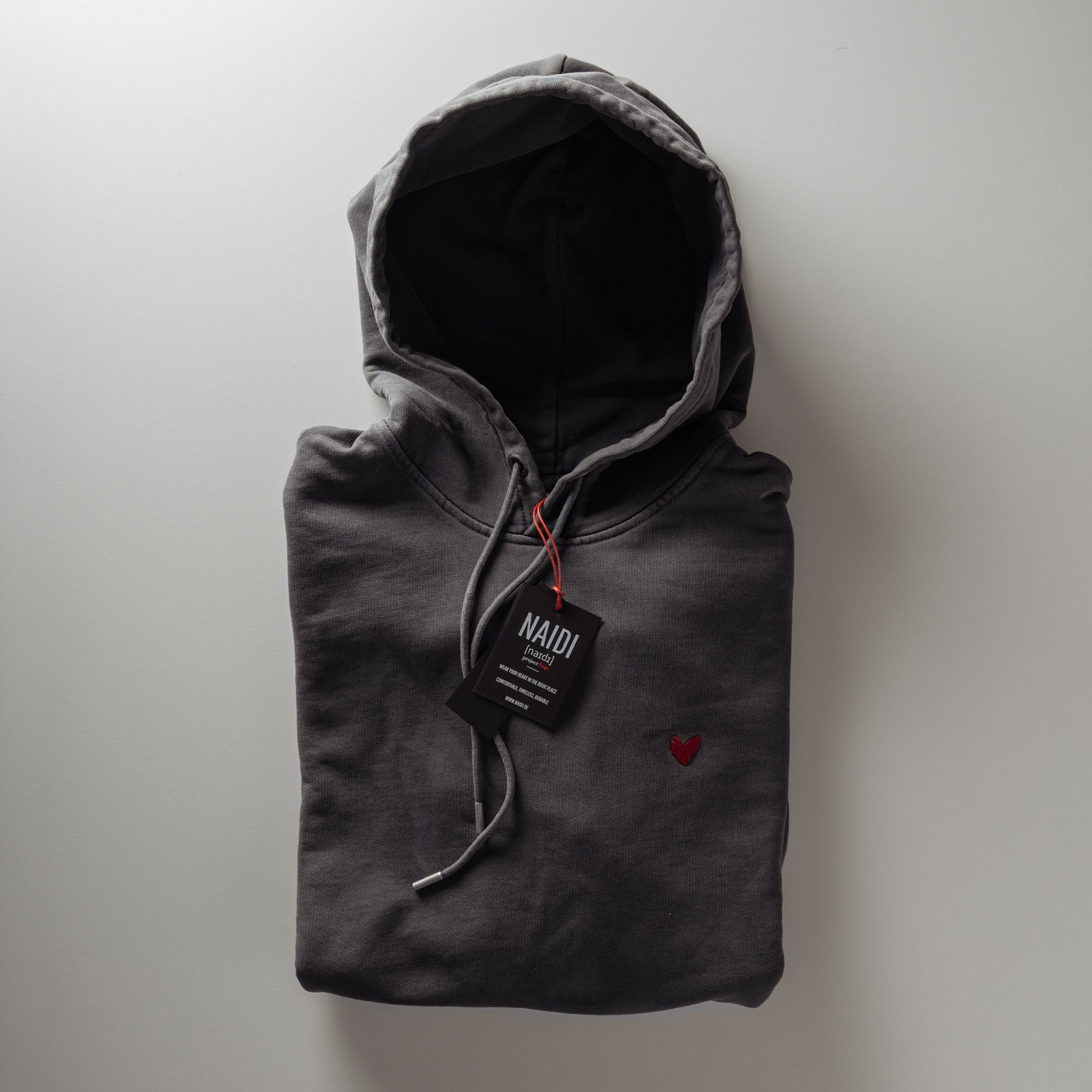 Stone Washed Hoodie mit Herz Logo