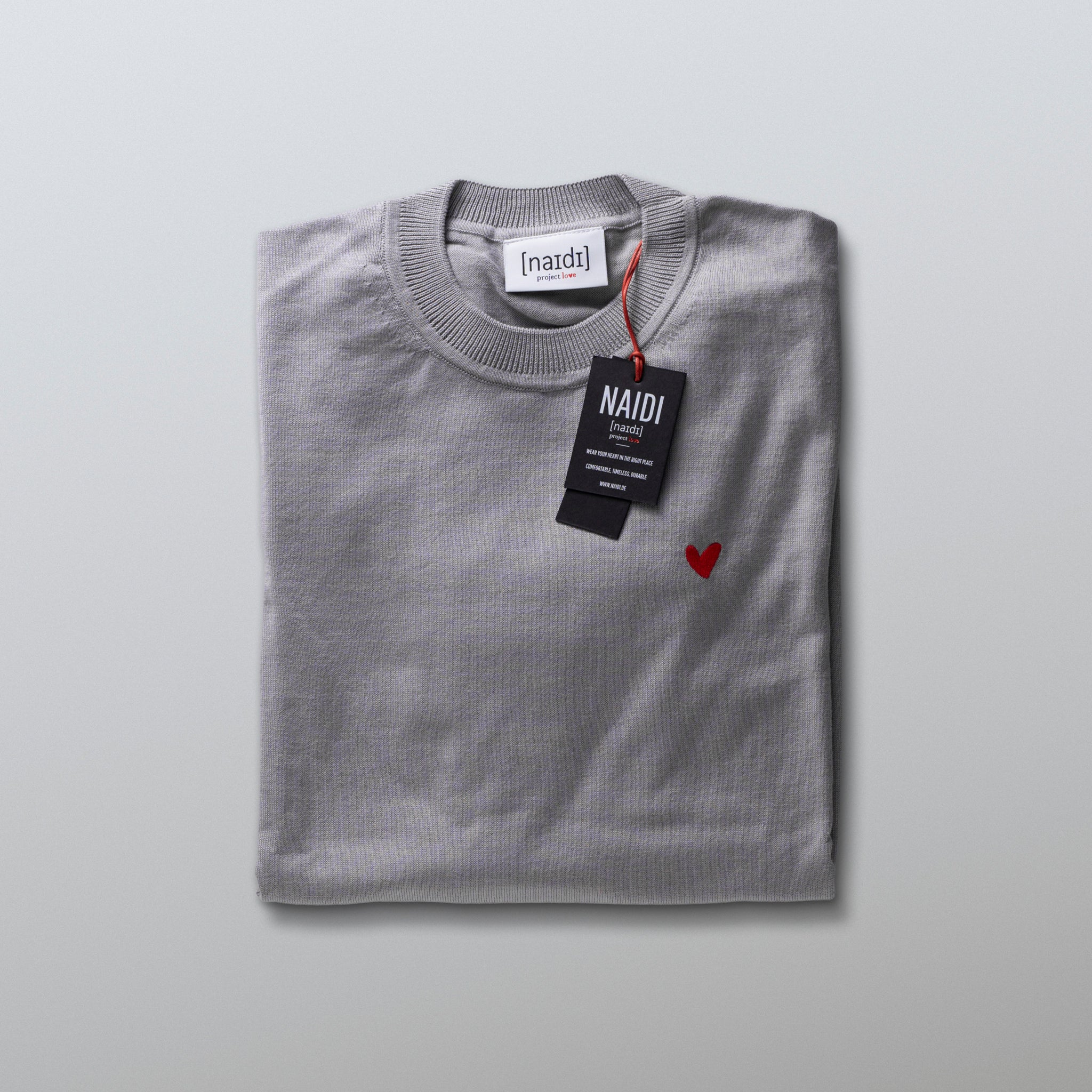 Strick-T-Shirt aus 100% BIO Baumwolle mit Herz Logo