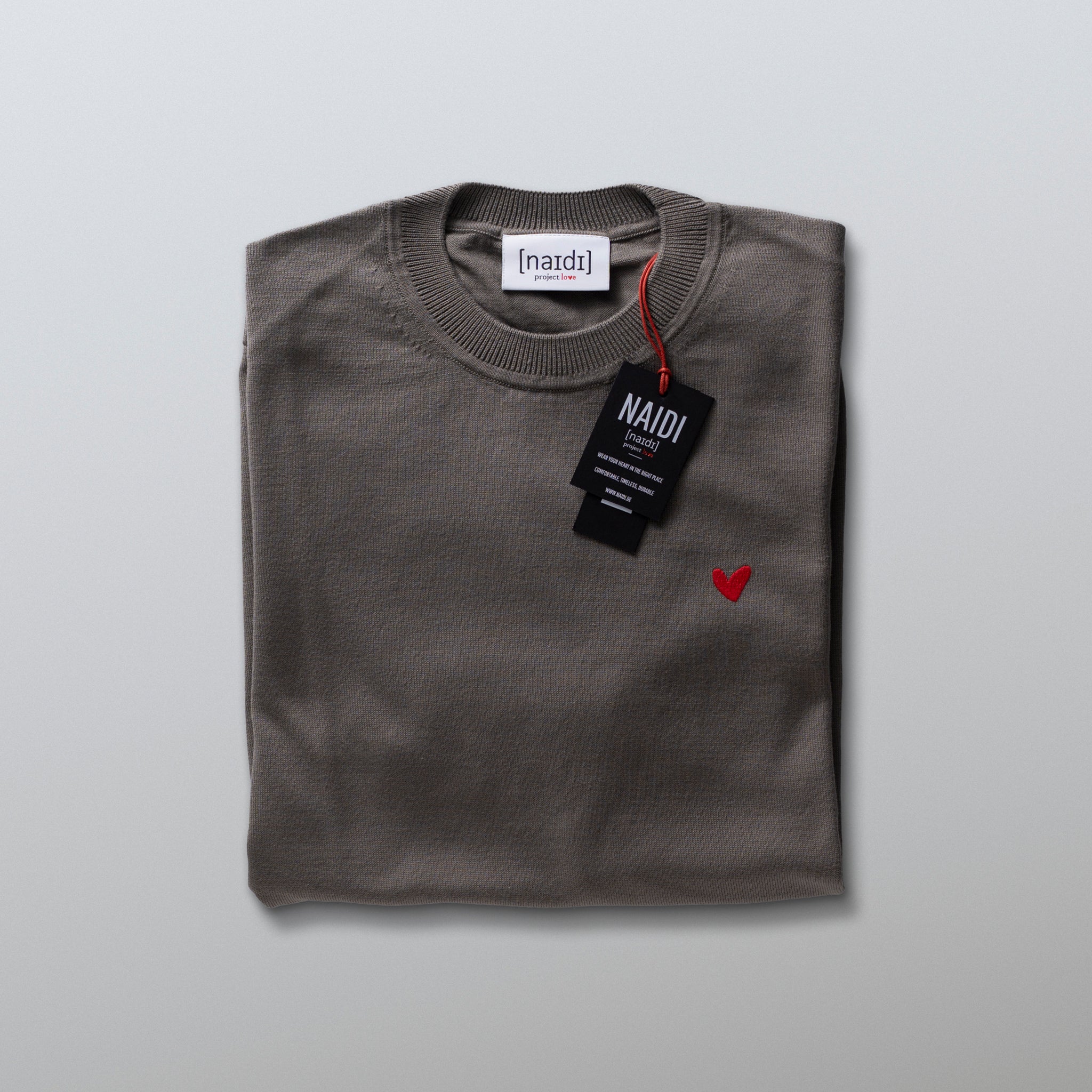 Strick-T-Shirt aus 100% BIO Baumwolle mit Herz Logo