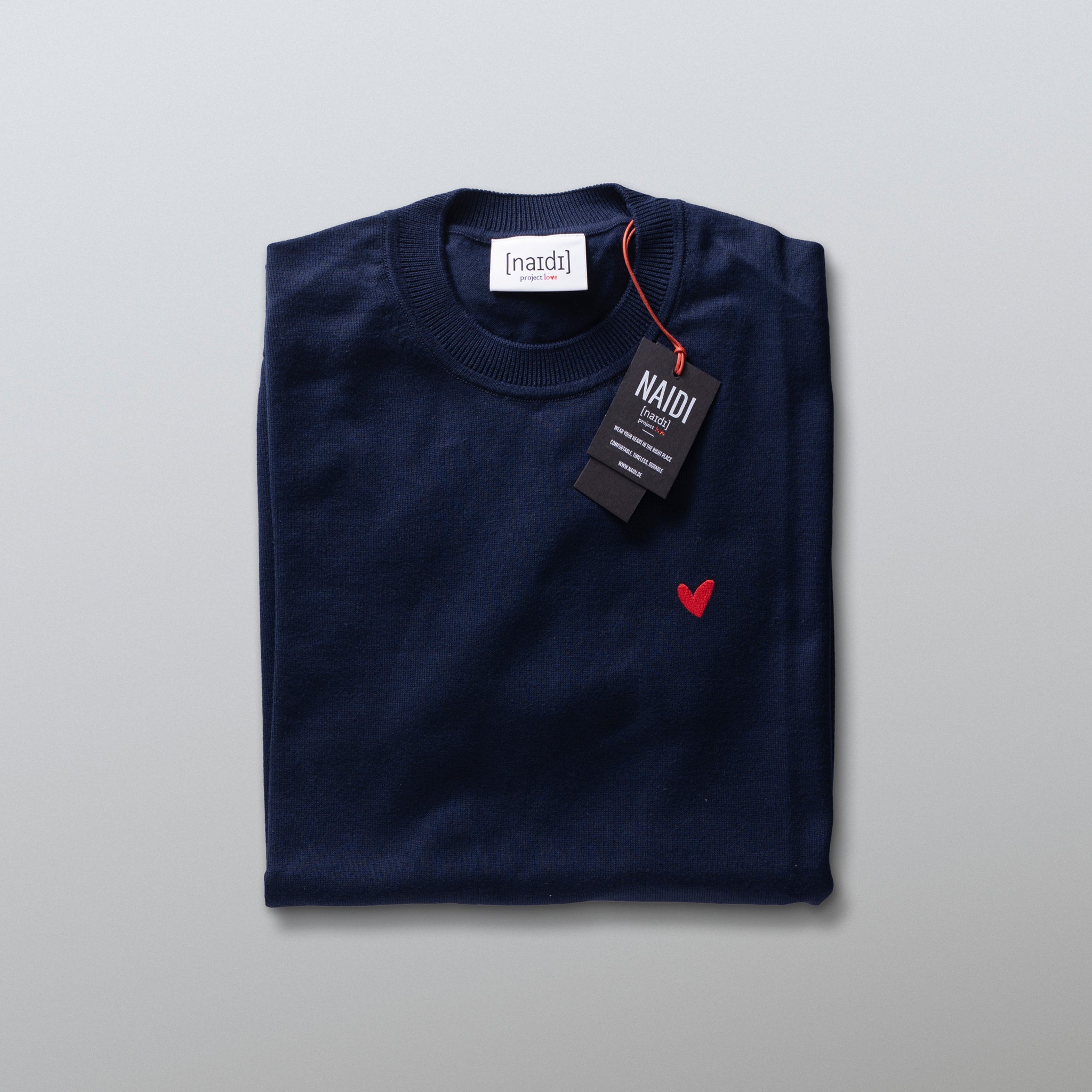 Strick-T-Shirt aus 100% BIO Baumwolle mit Herz Logo