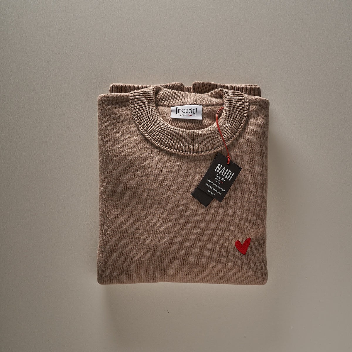 Strickpullover aus Merinowolle mit Herz Logo