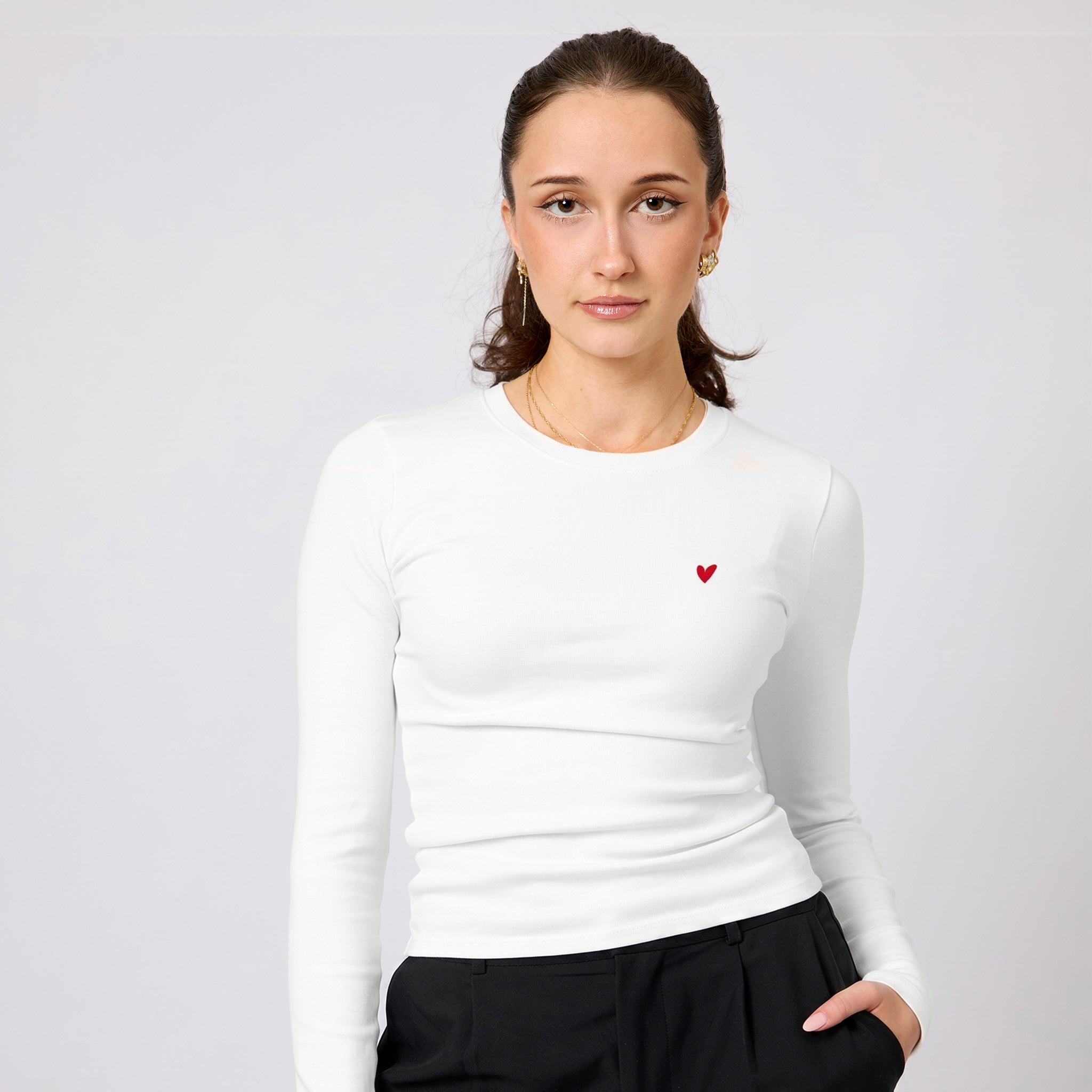 Damen Longsleeve mit Herz Logo (Brust)