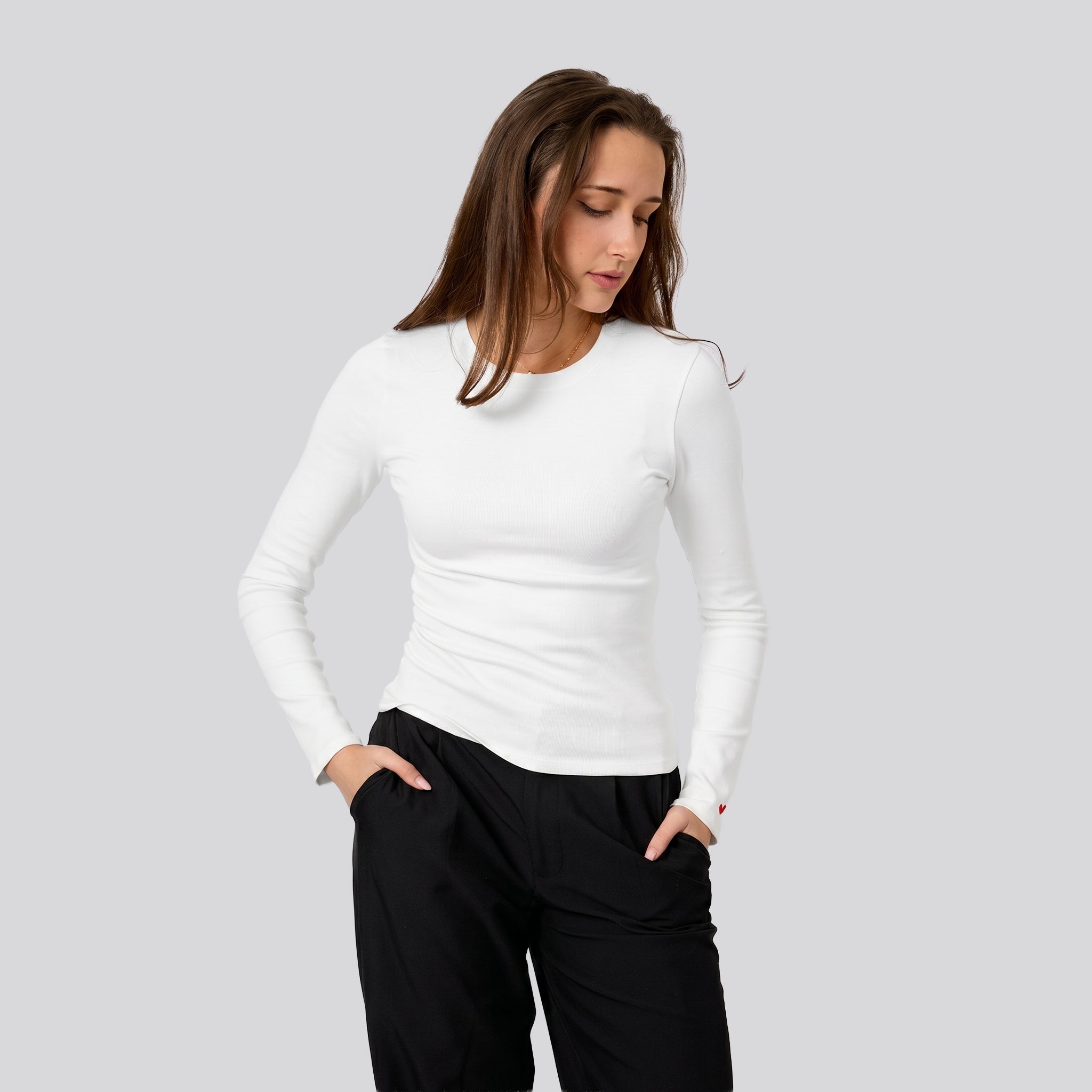 Damen Longsleeve mit Herz Logo (Ärmel)
