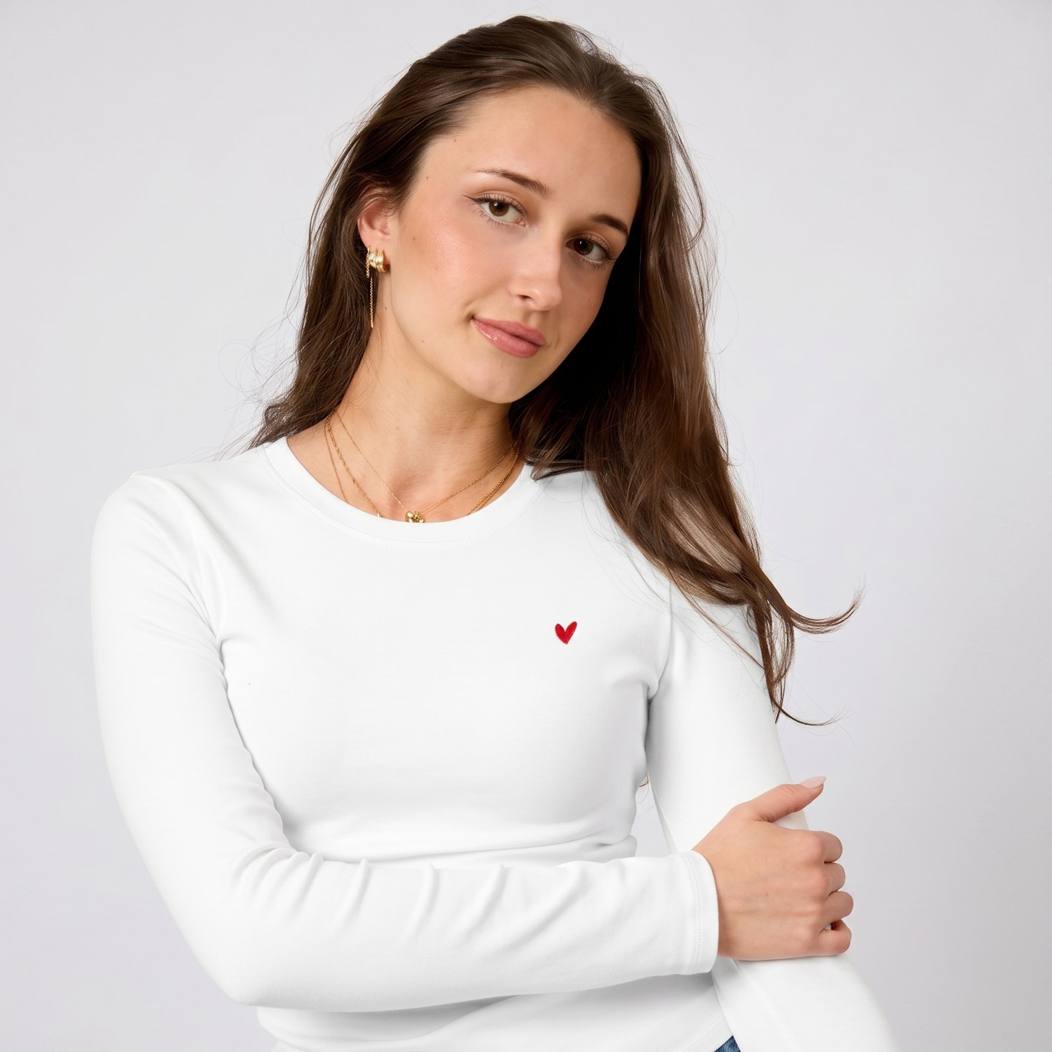 Damen Longsleeve mit Herz Logo (Brust)